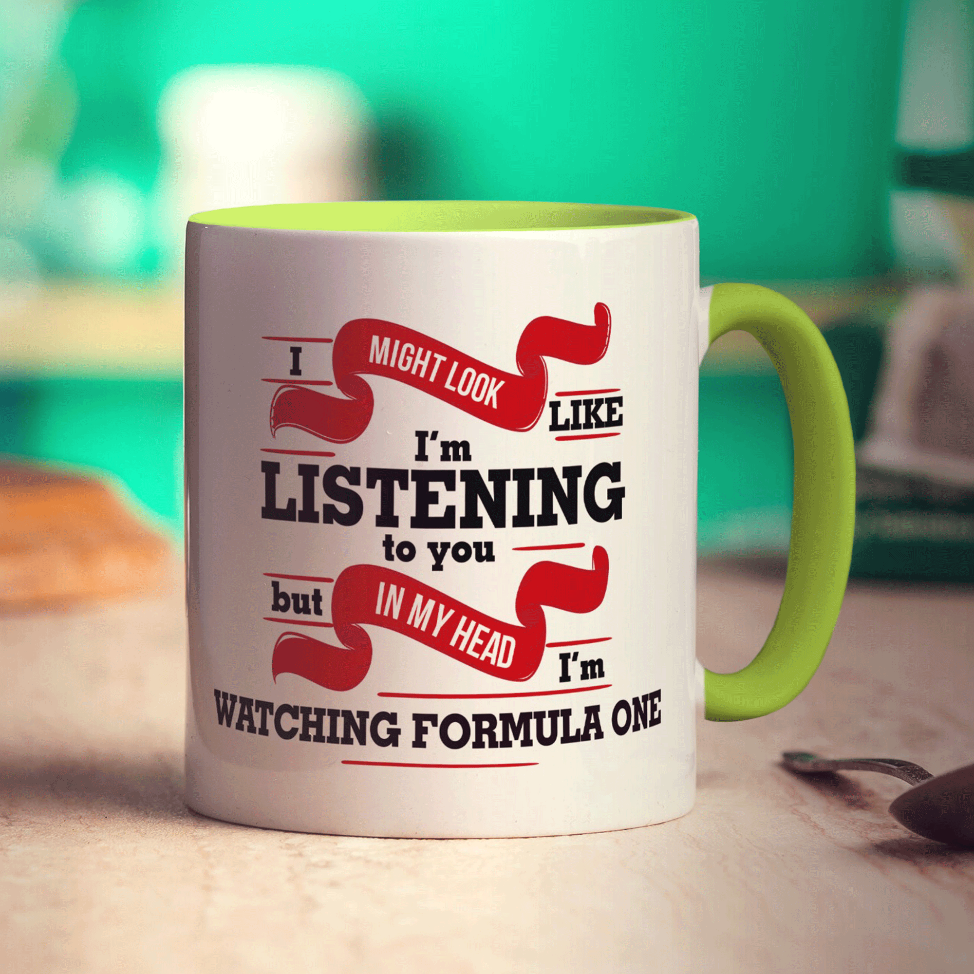 I Might Look Like I'm Listening But In My Head I'm Watching Formula One Mug - Standard 330ml (11oz) / Green