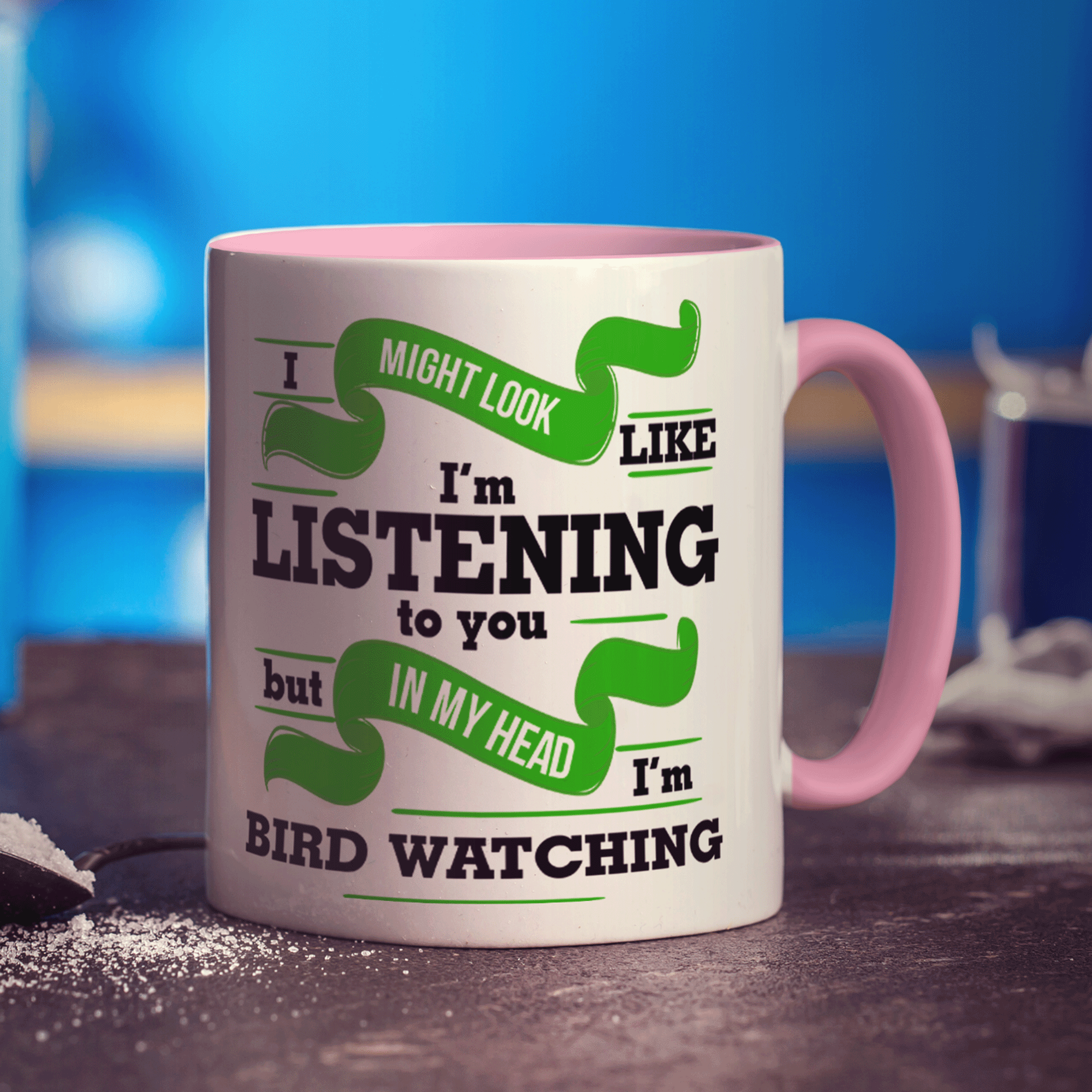 I Might Look Like I'm Listening to you But In My Head I'm Bird Watching Mug - Standard 330ml (11oz) / Pink