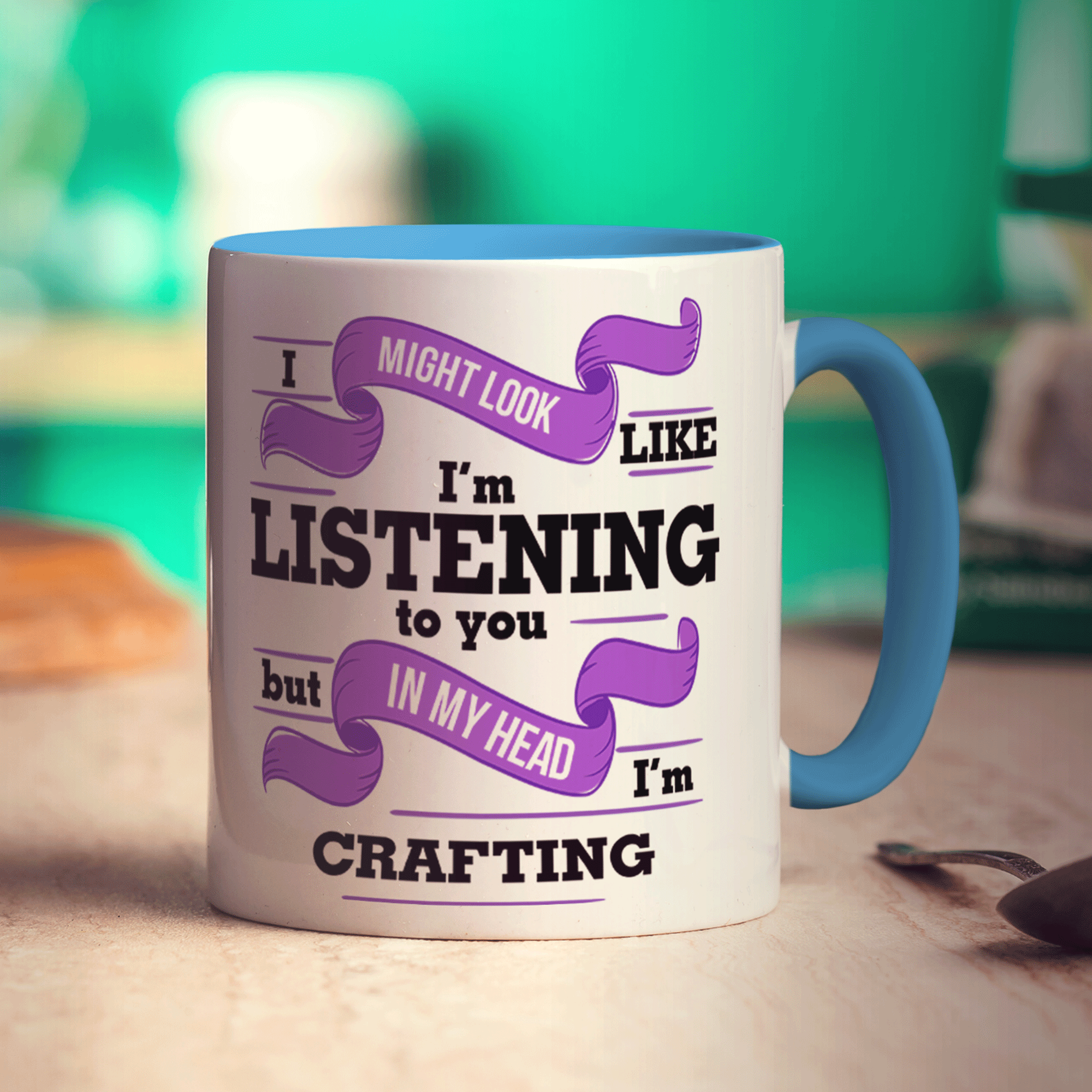 I Might Look Like I'm Listening to you But In My Head I'm Crafting Mug - Standard 330ml (11oz) / Blue