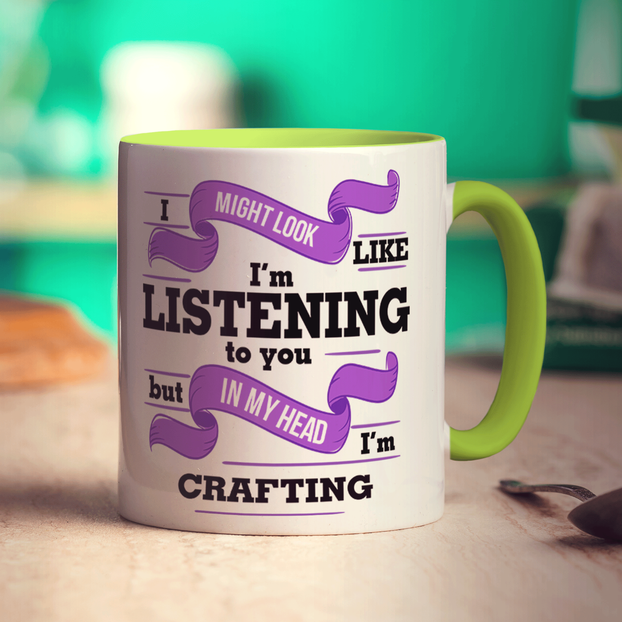 I Might Look Like I'm Listening to you But In My Head I'm Crafting Mug - Standard 330ml (11oz) / Green
