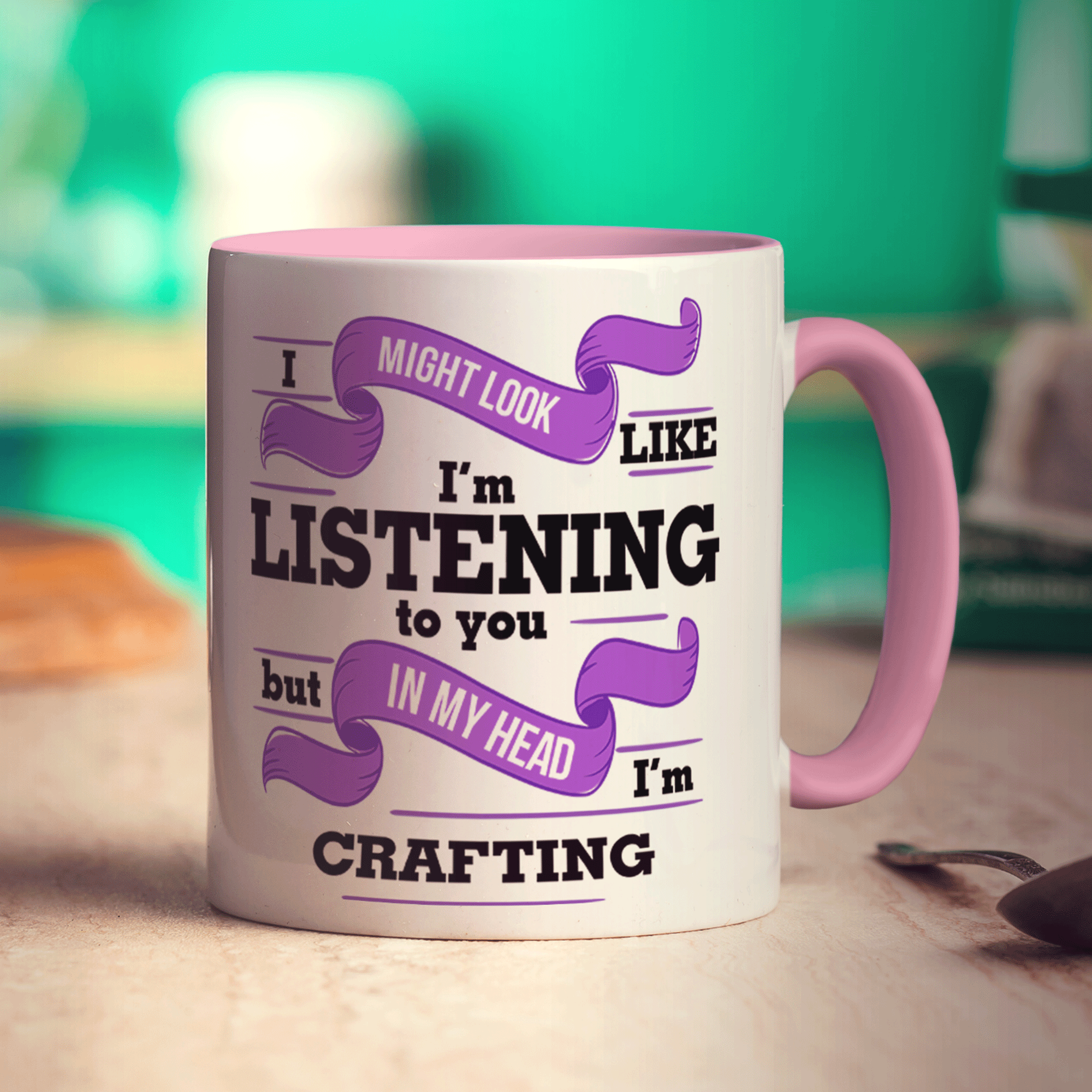I Might Look Like I'm Listening to you But In My Head I'm Crafting Mug - Standard 330ml (11oz) / Pink