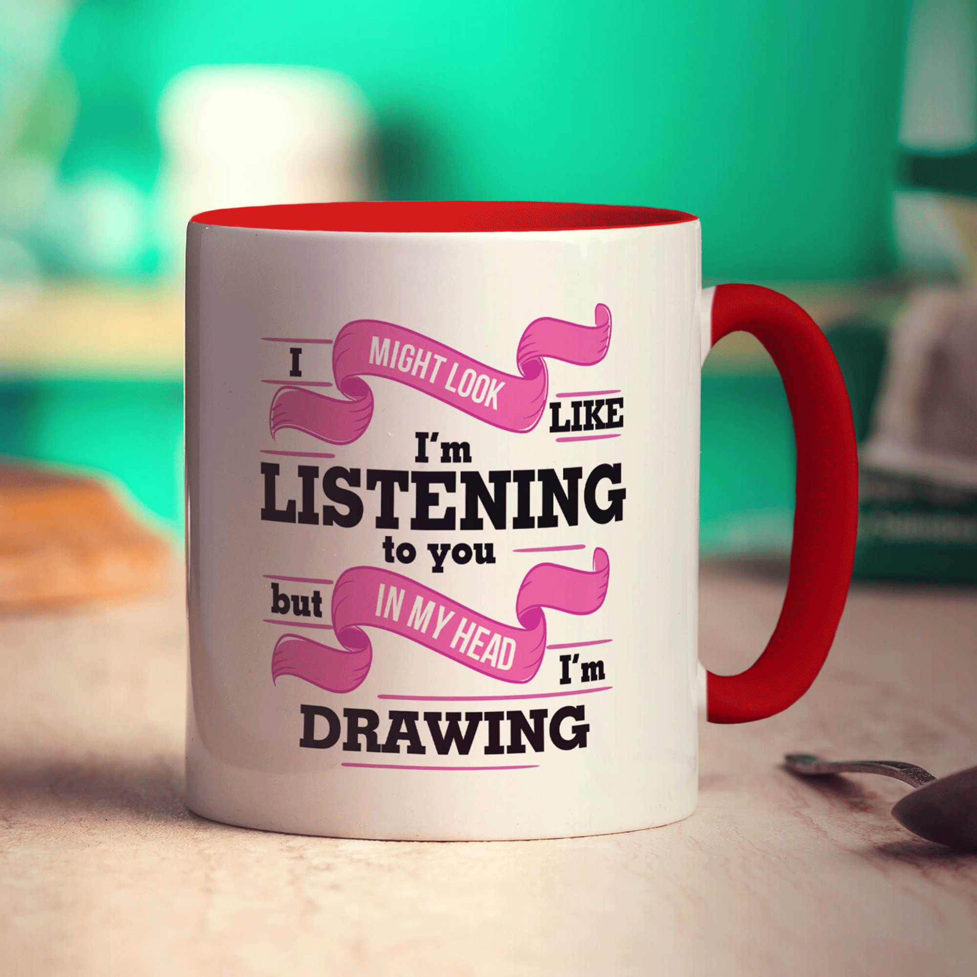 I Might Look Like I'm Listening to you But In My Head I'm Drawing Mug - Standard 330ml (11oz) / Red
