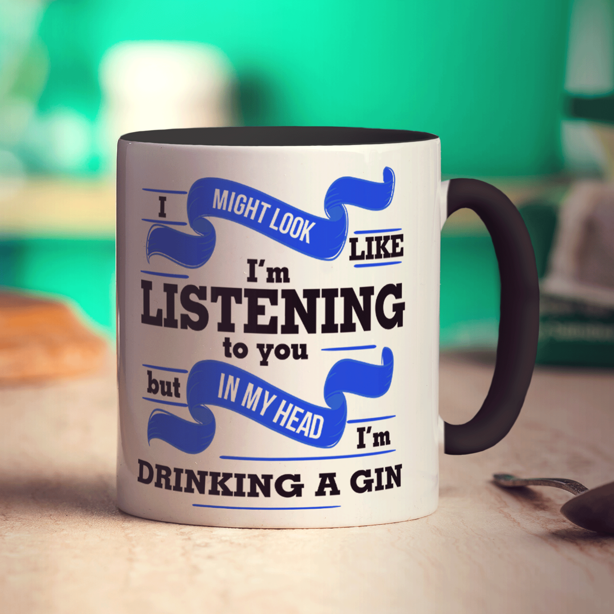 I Might Look Like I'm Listening to you But In My Head I'm Drinking Gin Mug - Standard 330ml (11oz) / Black
