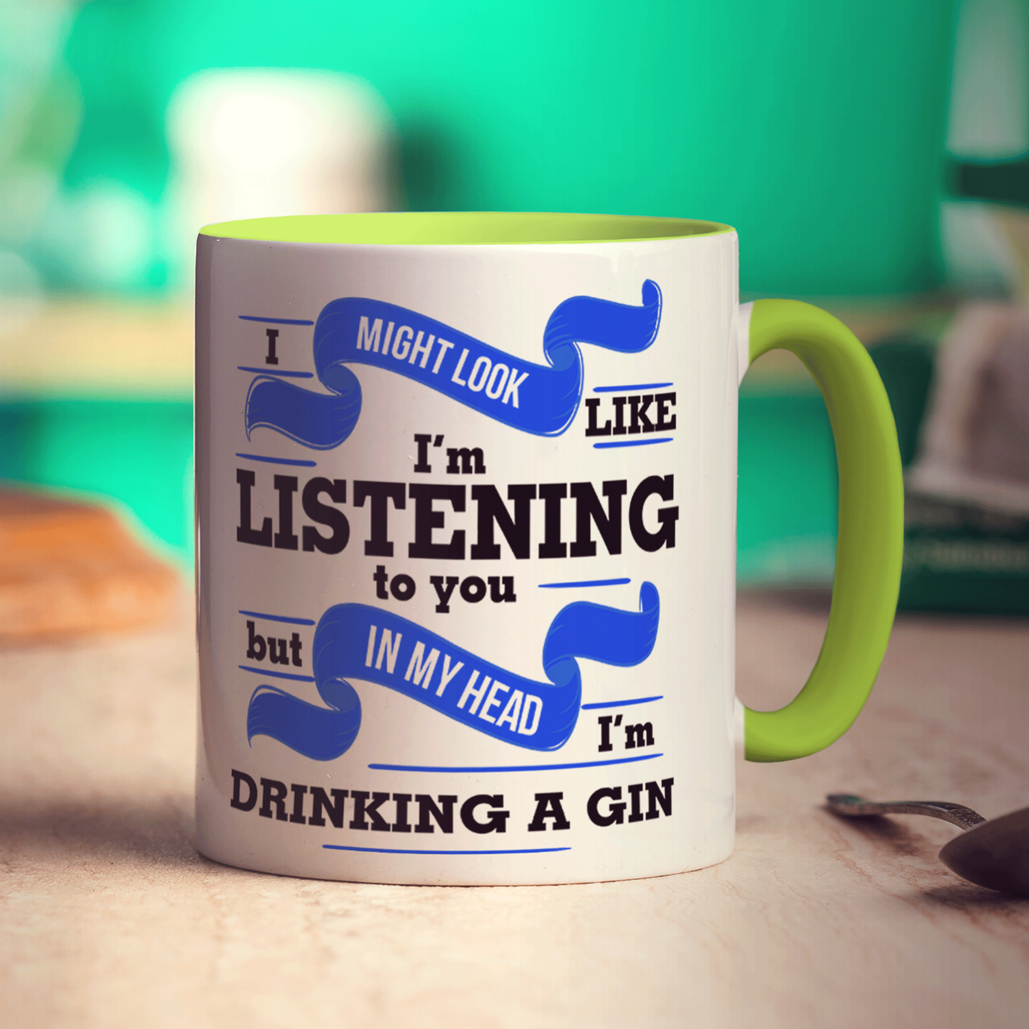 I Might Look Like I'm Listening to you But In My Head I'm Drinking Gin Mug - Standard 330ml (11oz) / Green