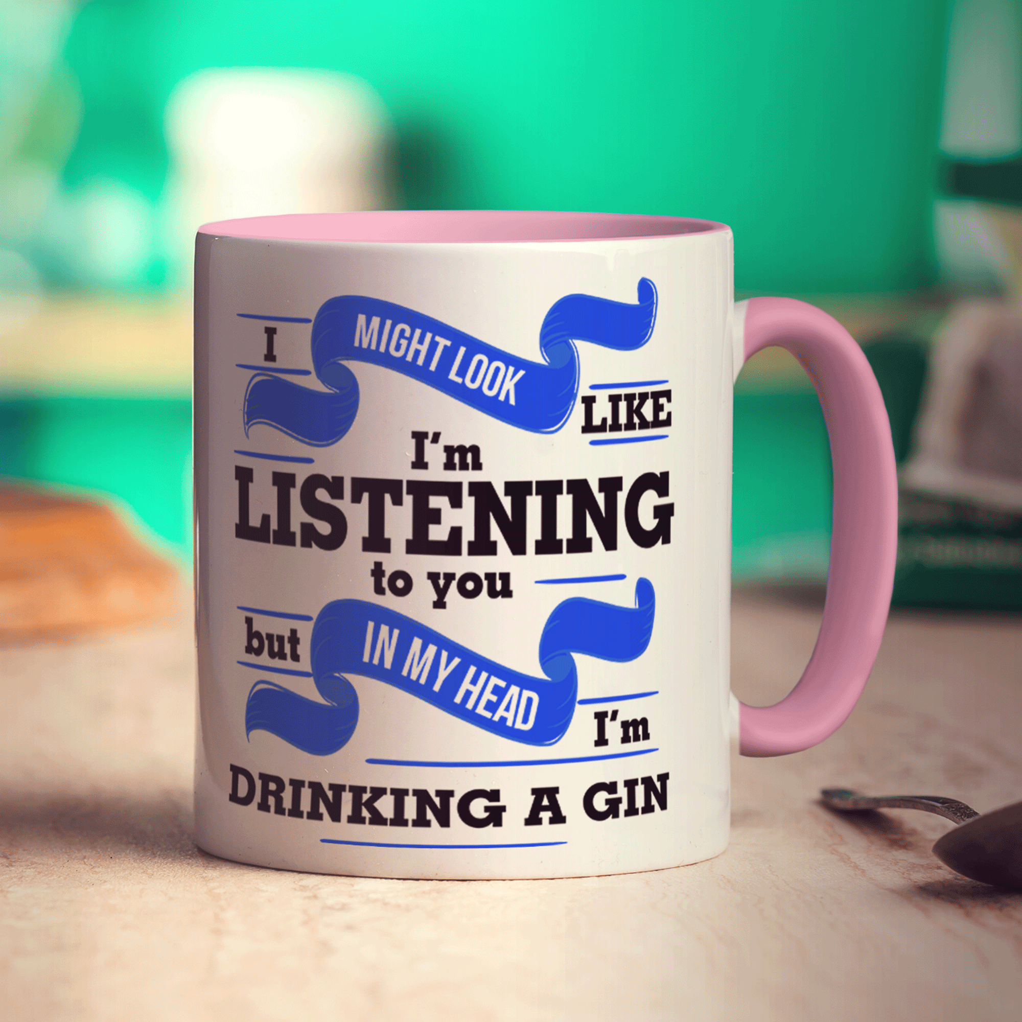 I Might Look Like I'm Listening to you But In My Head I'm Drinking Gin Mug - Standard 330ml (11oz) / Pink