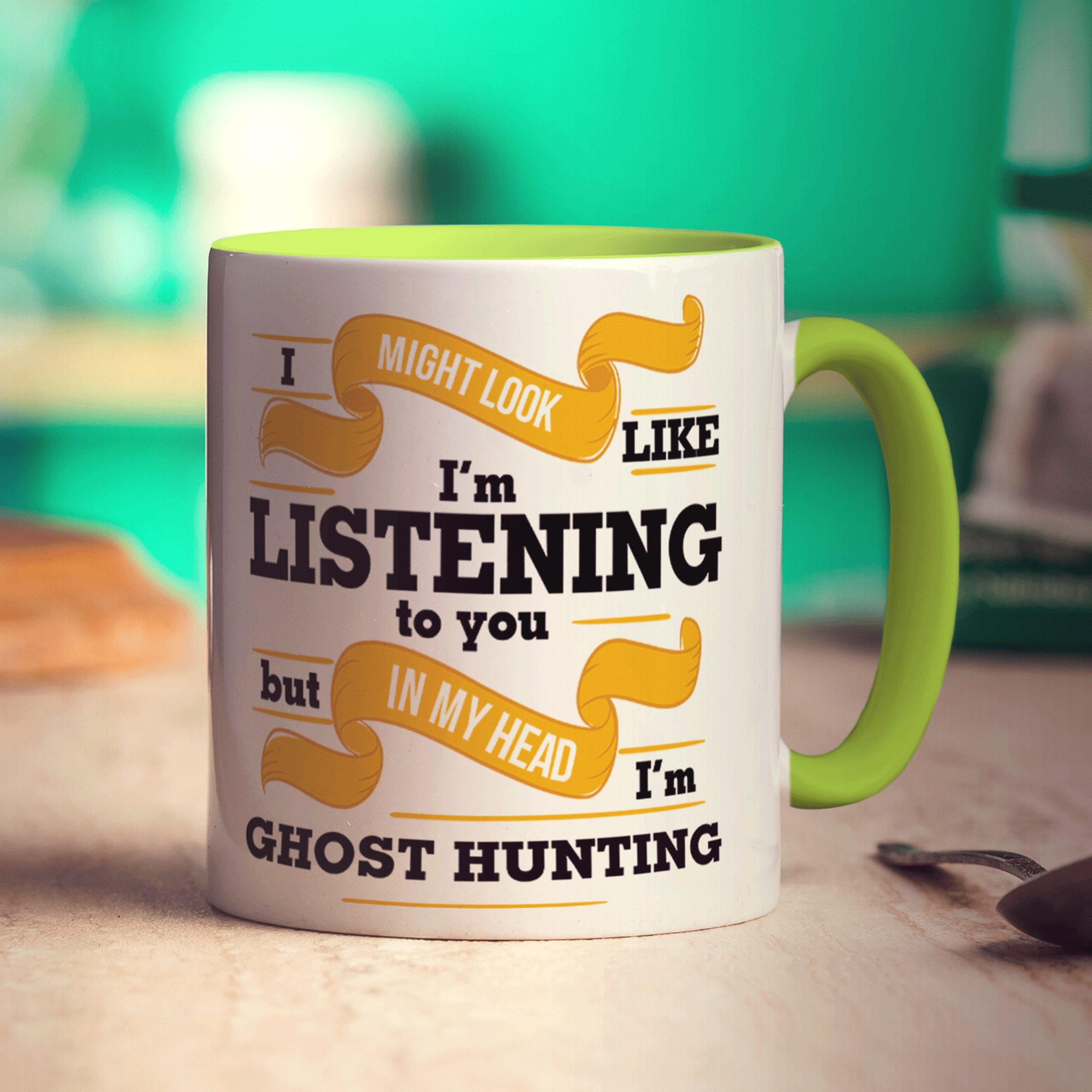 I Might Look Like I'm Listening to you But In My Head I'm Ghost Hunting Mug - Standard 330ml (11oz) / Green