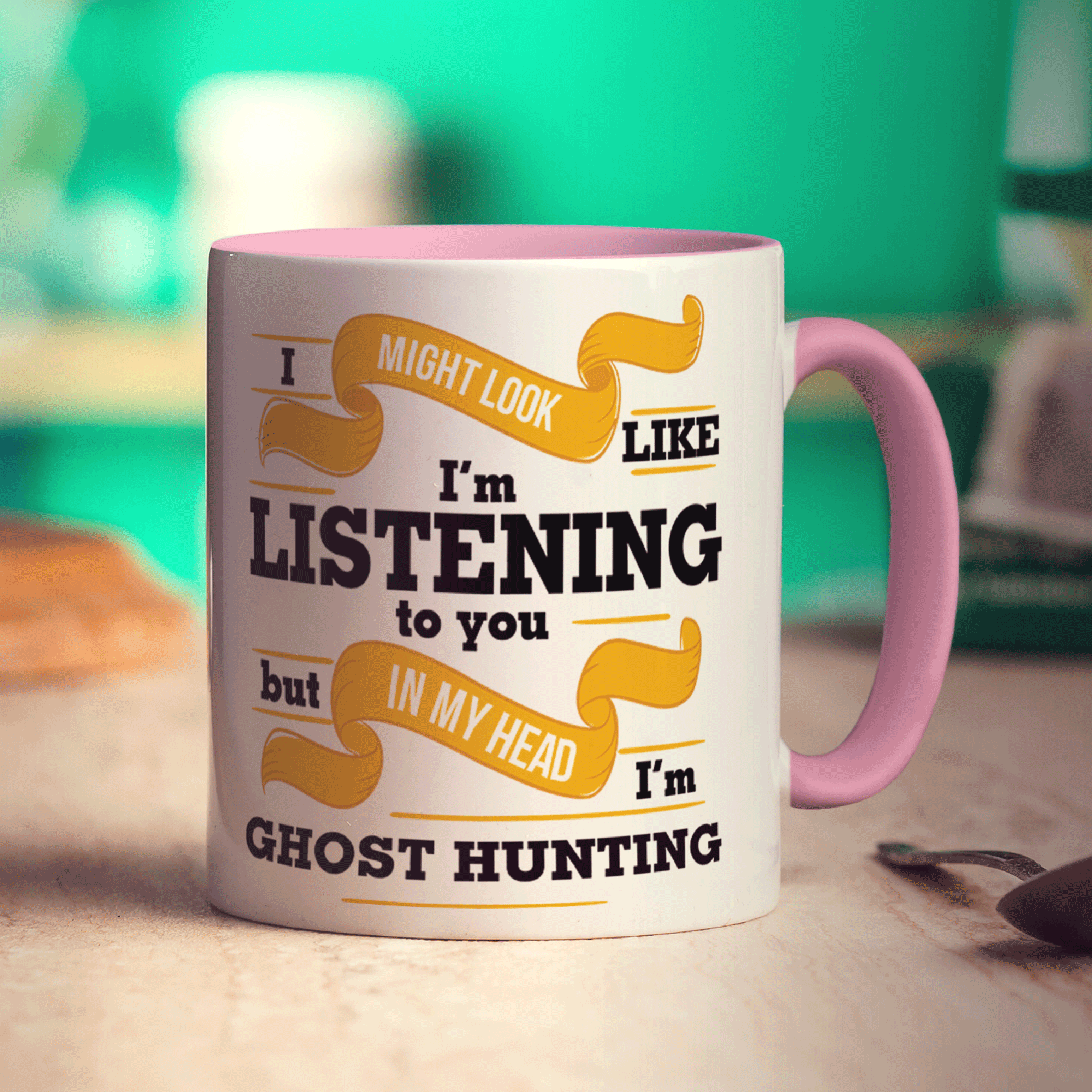 I Might Look Like I'm Listening to you But In My Head I'm Ghost Hunting Mug - Standard 330ml (11oz) / Pink