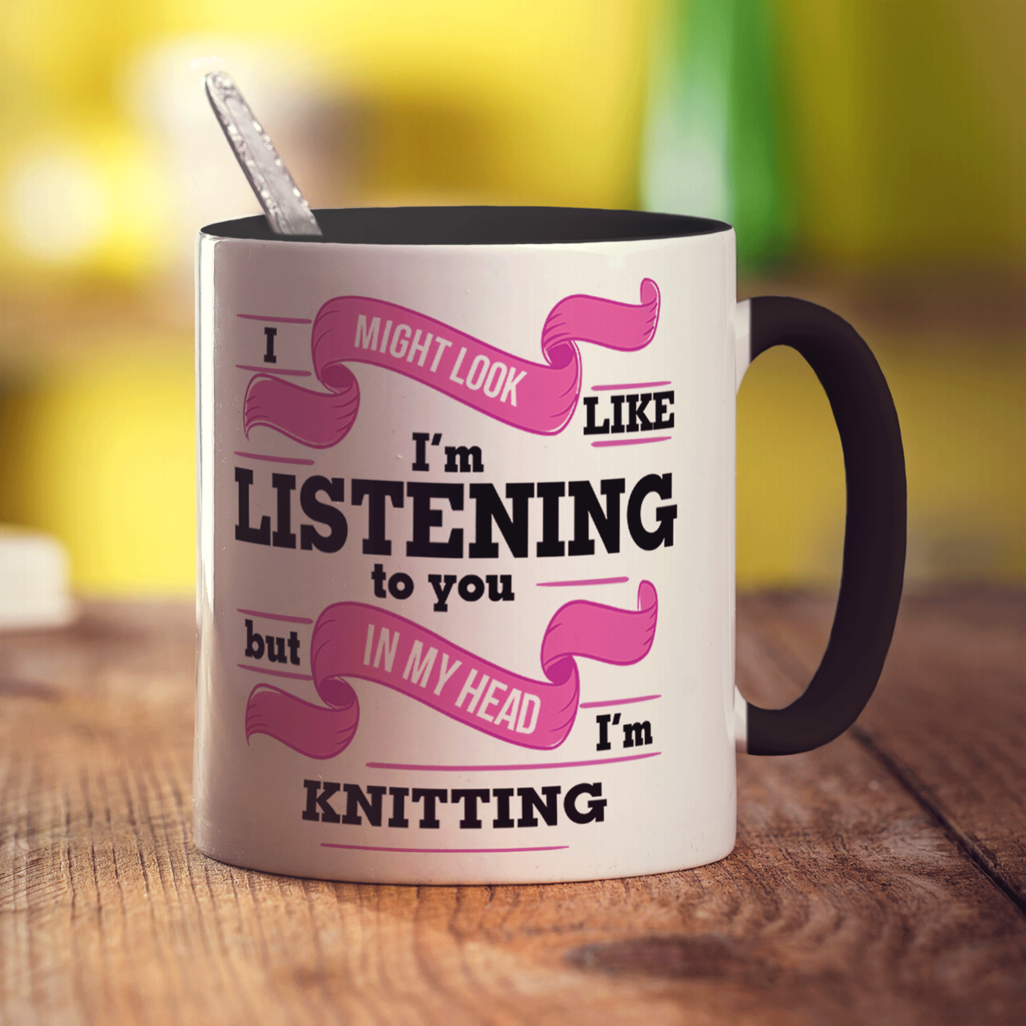 I Might Look Like I'm Listening to you But In My Head I'm Knitting Mug - Standard 330ml (11oz) / Black
