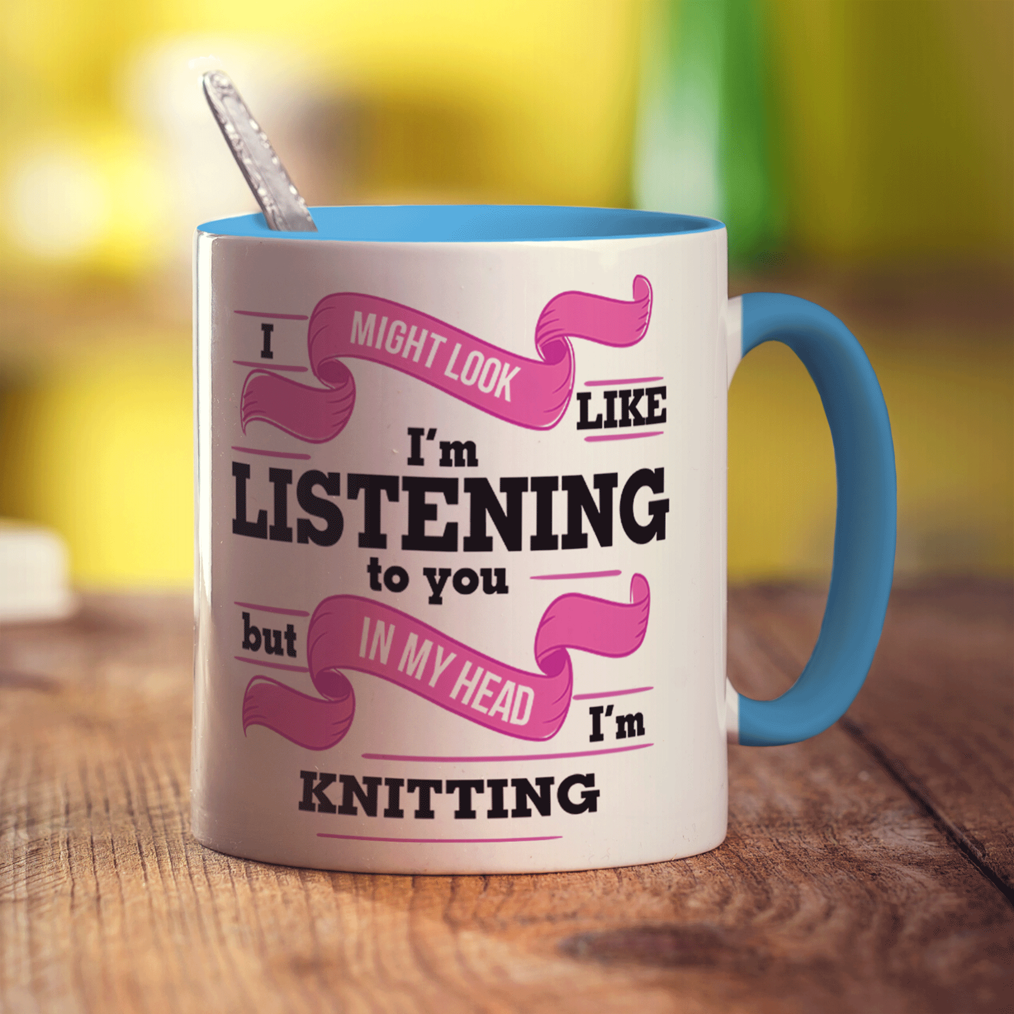 I Might Look Like I'm Listening to you But In My Head I'm Knitting Mug - Standard 330ml (11oz) / Blue