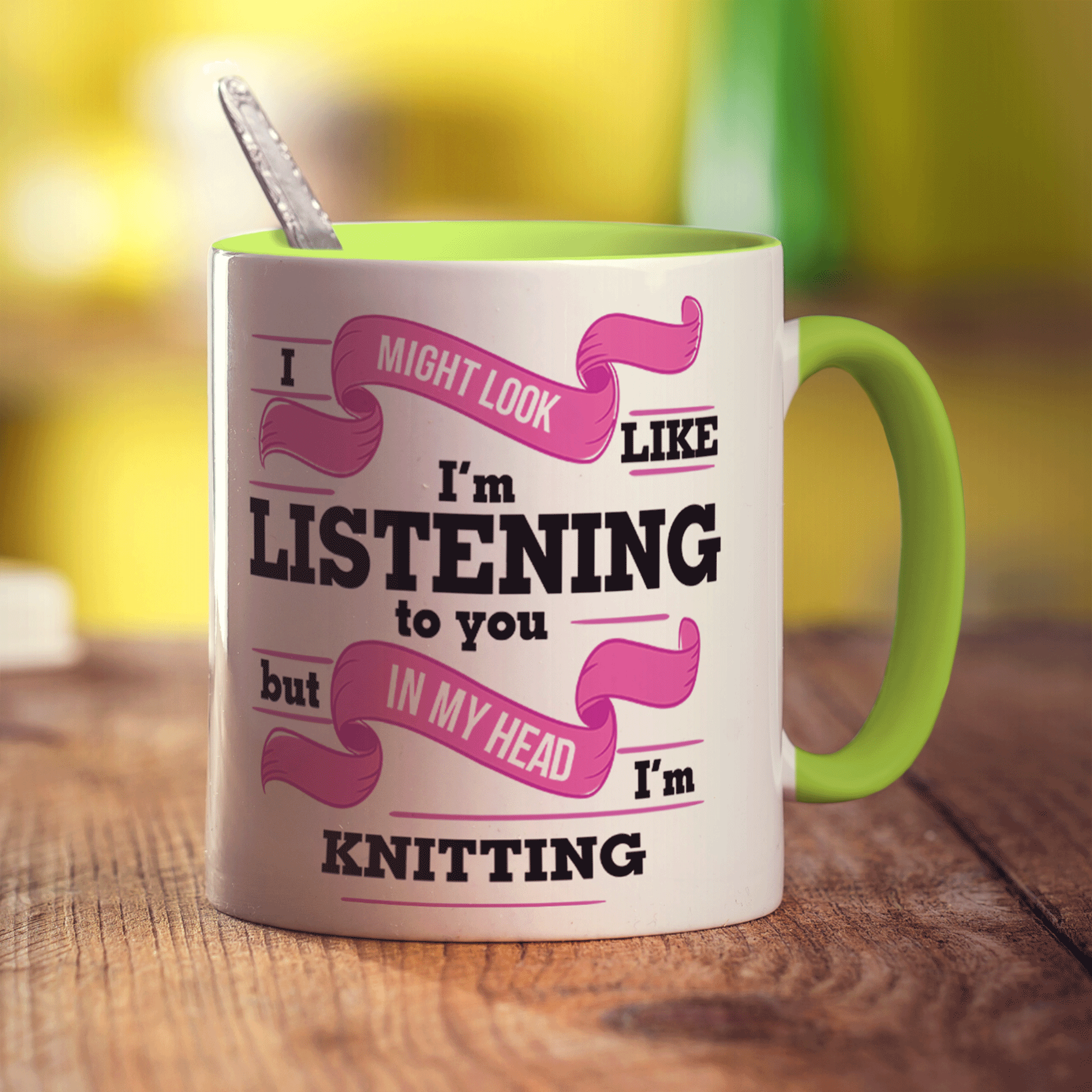 I Might Look Like I'm Listening to you But In My Head I'm Knitting Mug - Standard 330ml (11oz) / Green