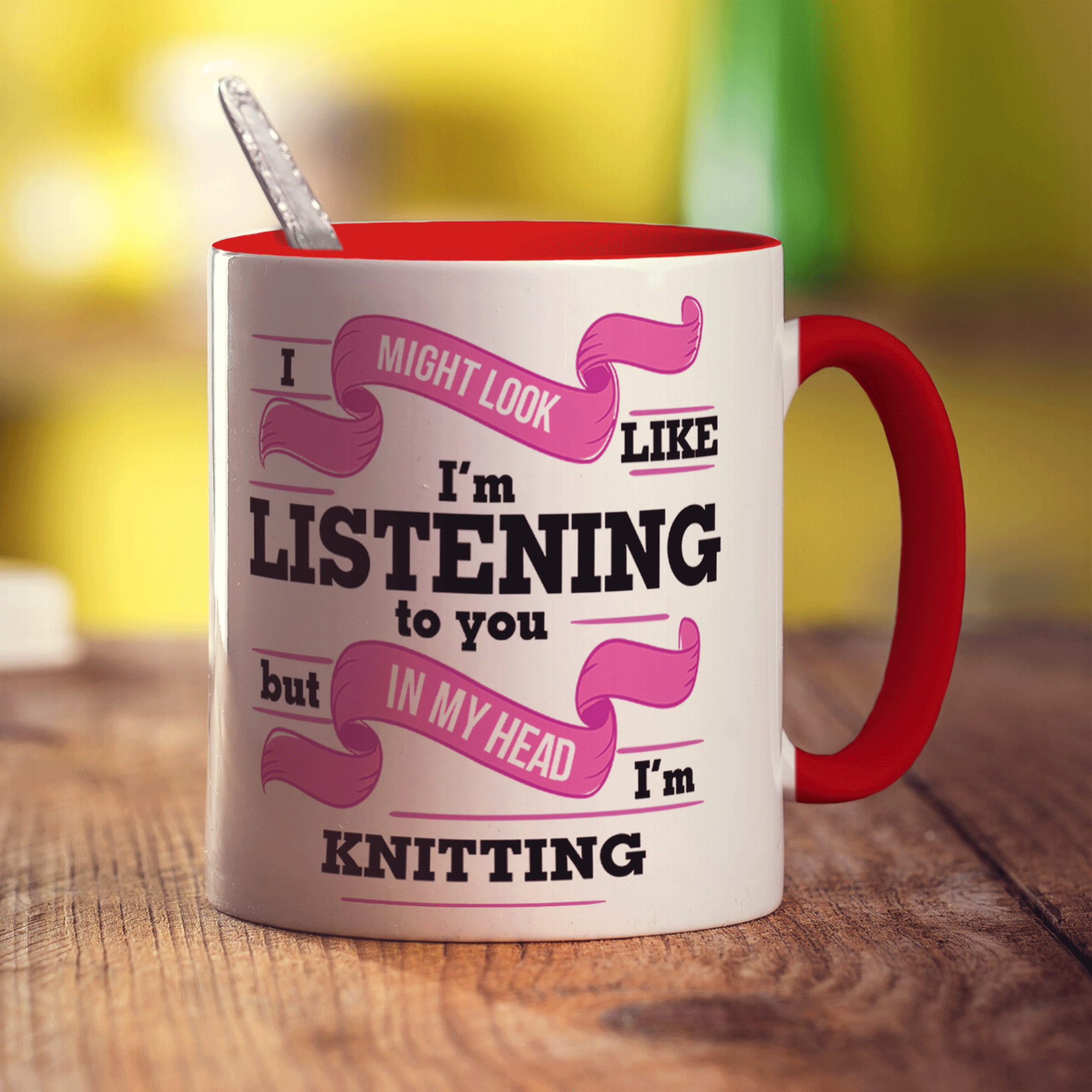 I Might Look Like I'm Listening to you But In My Head I'm Knitting Mug - Standard 330ml (11oz) / Red
