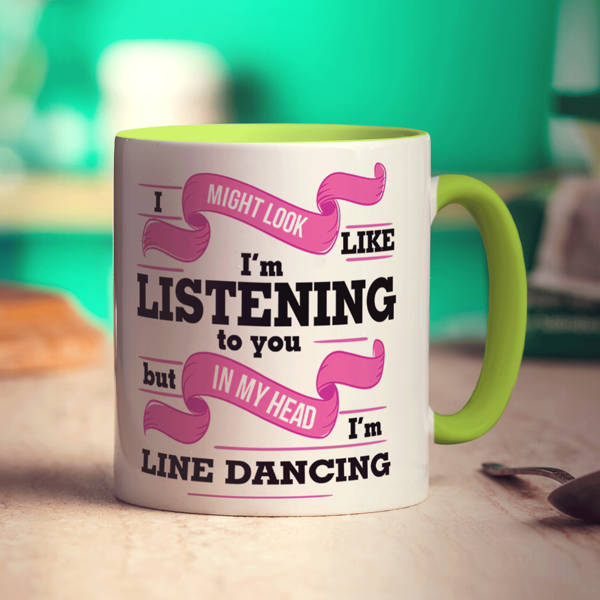 I Might Look Like I'm Listening to you But In My Head I'm Line Dancing Mug - Standard 330ml (11oz) / Green