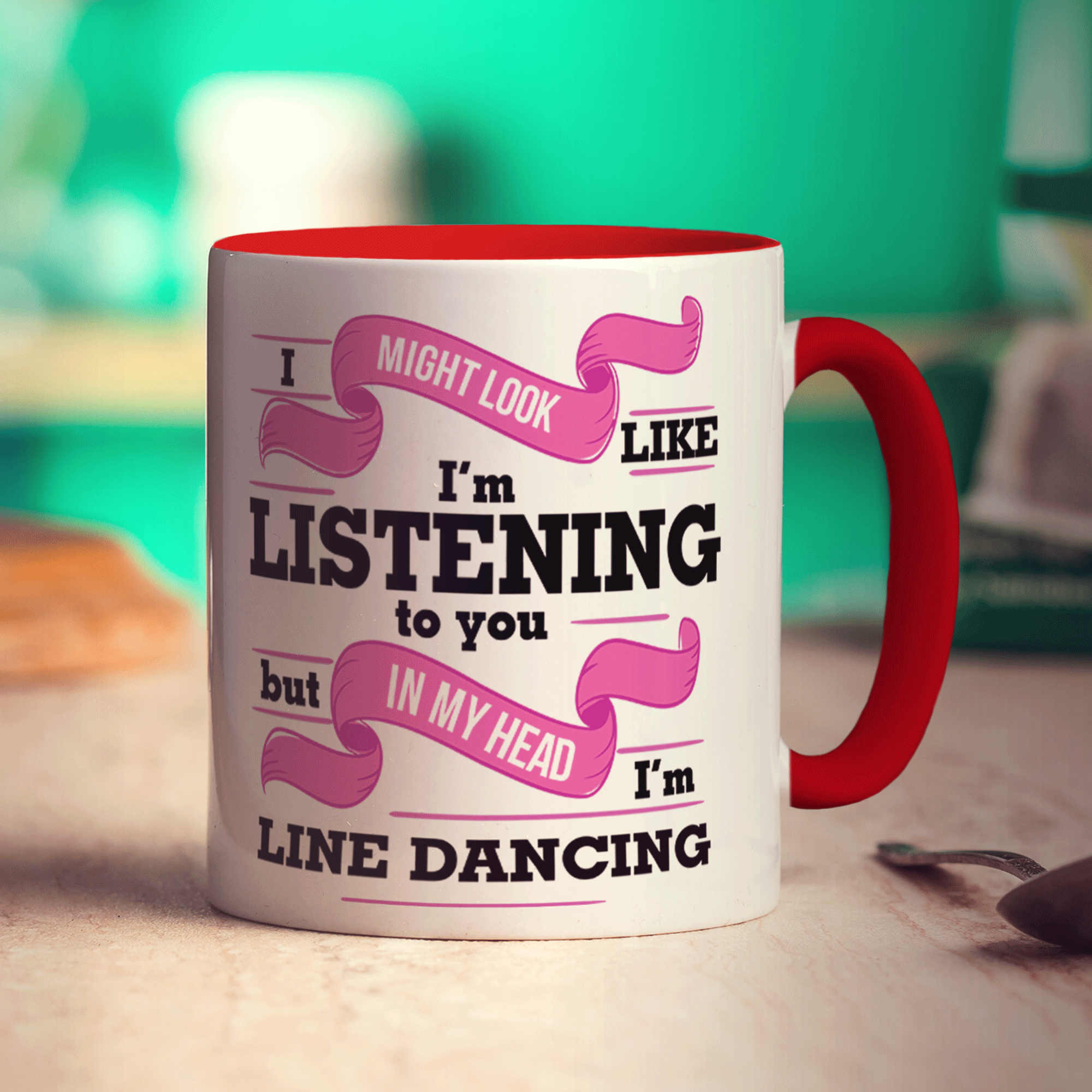 I Might Look Like I'm Listening to you But In My Head I'm Line Dancing Mug - Standard 330ml (11oz) / Red
