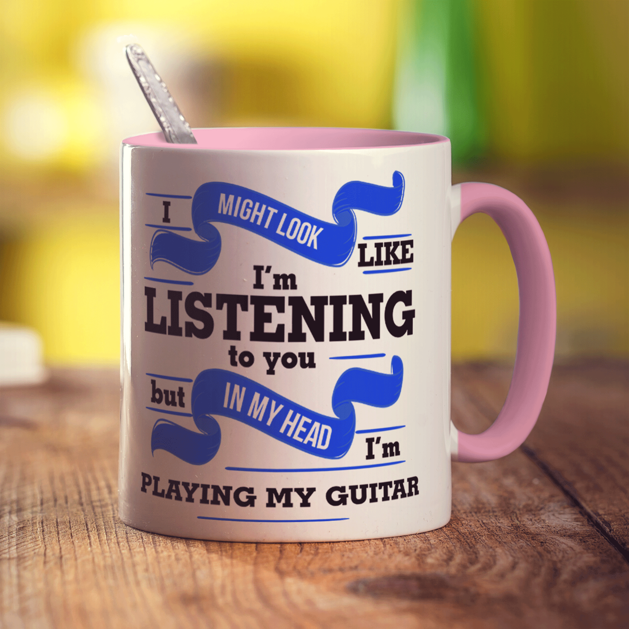 I Might Look Like I'm Listening to you But In My Head I'm Playing My Guitar Mug - Standard 330ml (11oz) / Pink