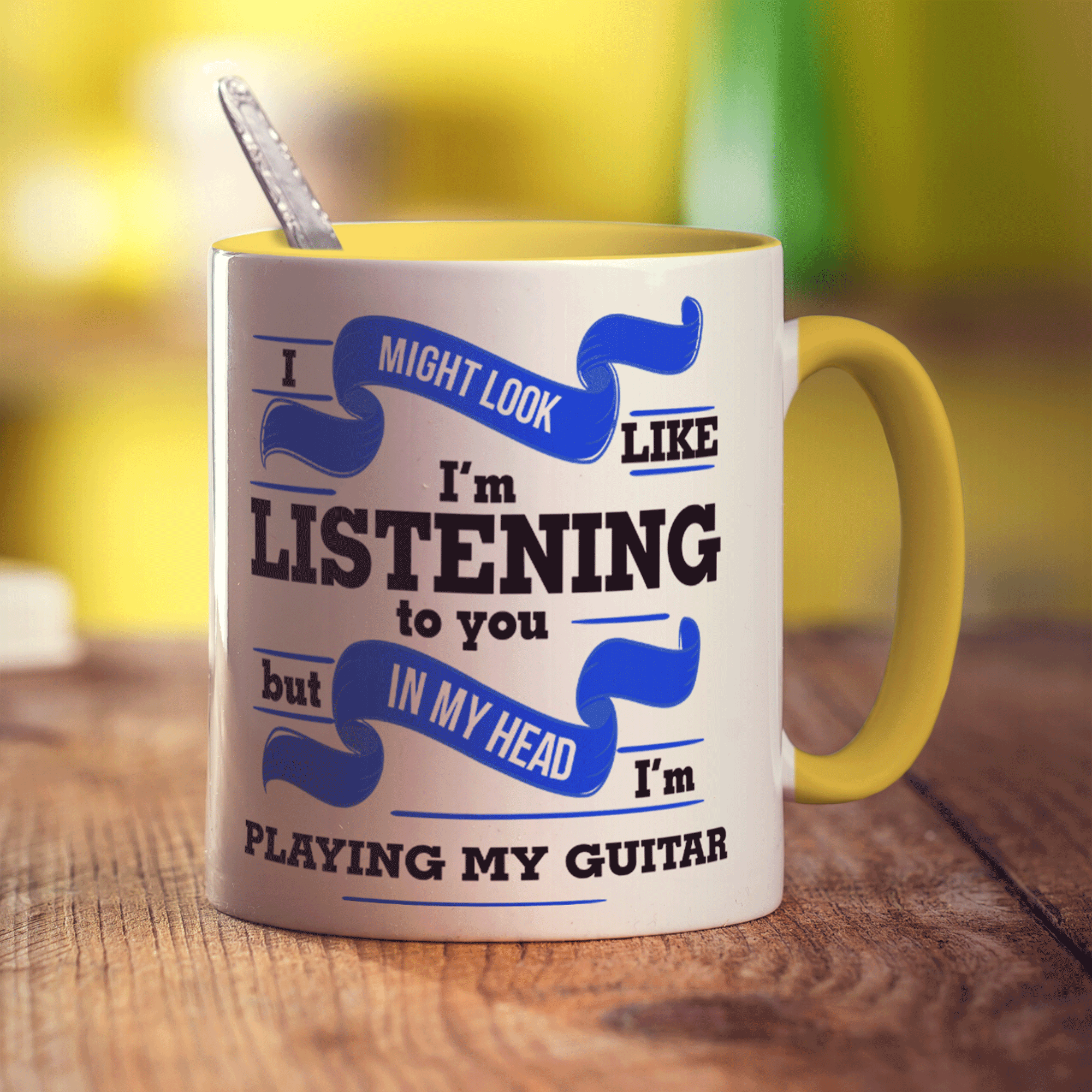 I Might Look Like I'm Listening to you But In My Head I'm Playing My Guitar Mug - Standard 330ml (11oz) / Yellow