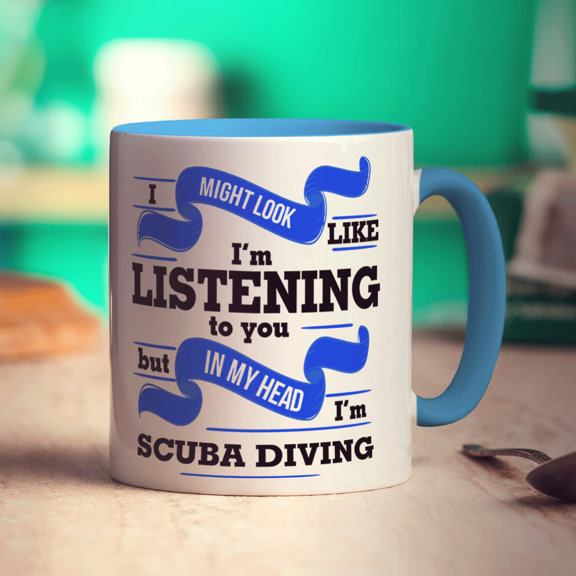 I Might Look Like I'm Listening to you But In My Head I'm Scuba Diving Mug - Standard 330ml (11oz) / Blue