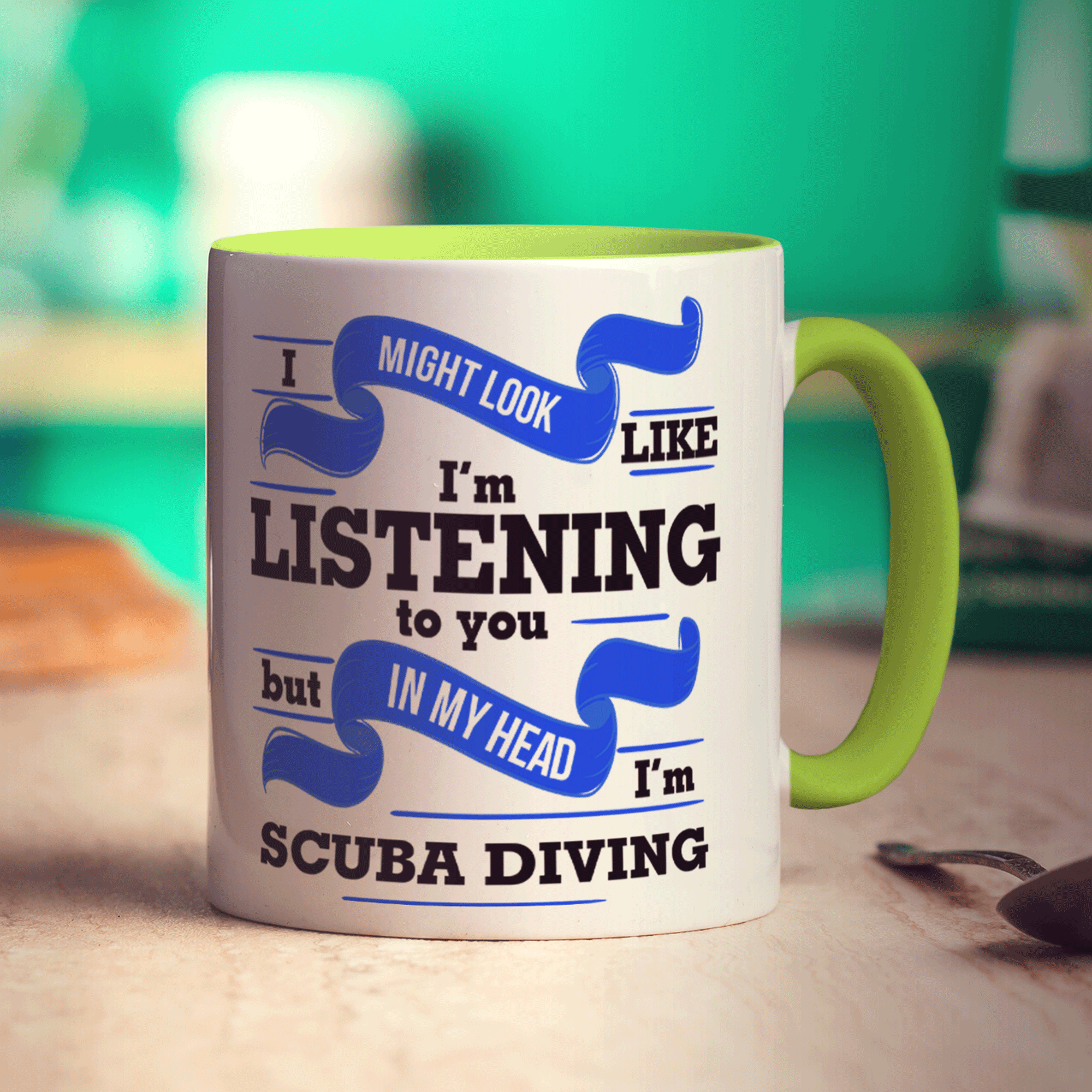 I Might Look Like I'm Listening to you But In My Head I'm Scuba Diving Mug - Standard 330ml (11oz) / Green