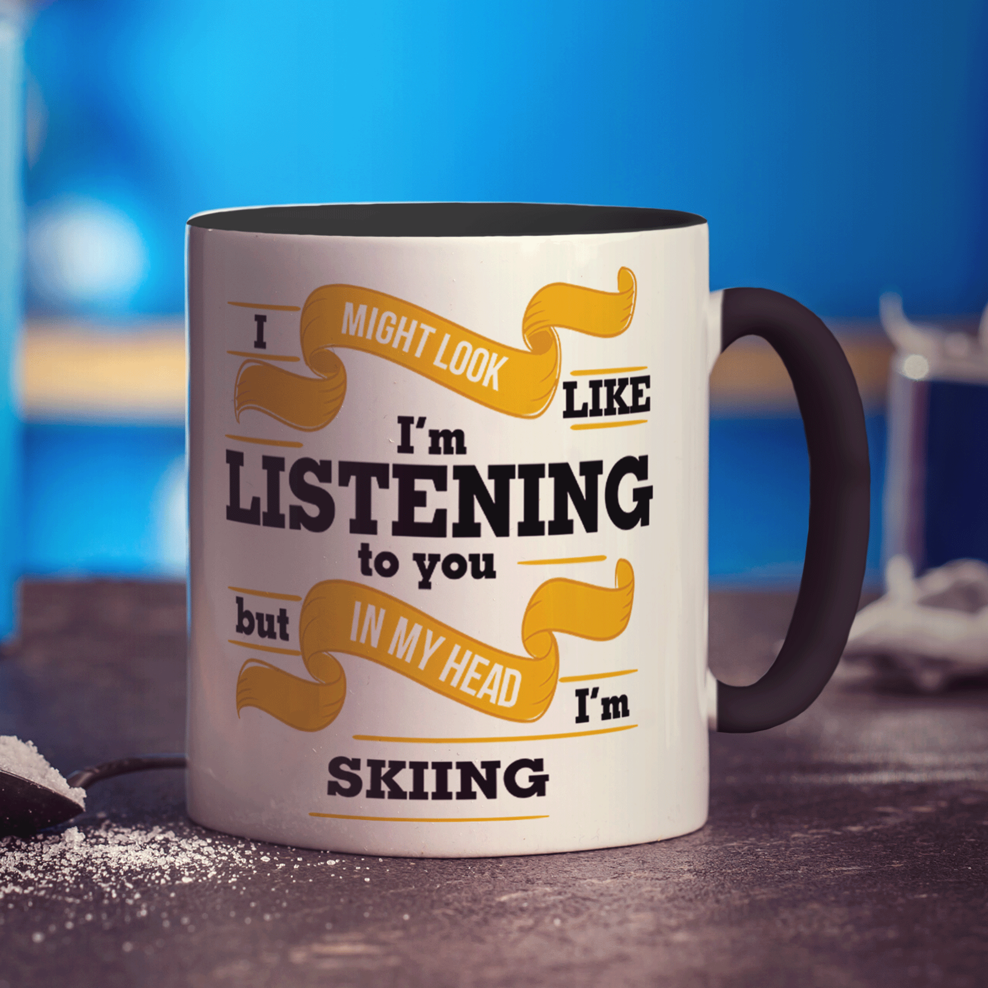 I Might Look Like I'm Listening to you But In My Head I'm Skiing Mug - Standard 330ml (11oz) / Black