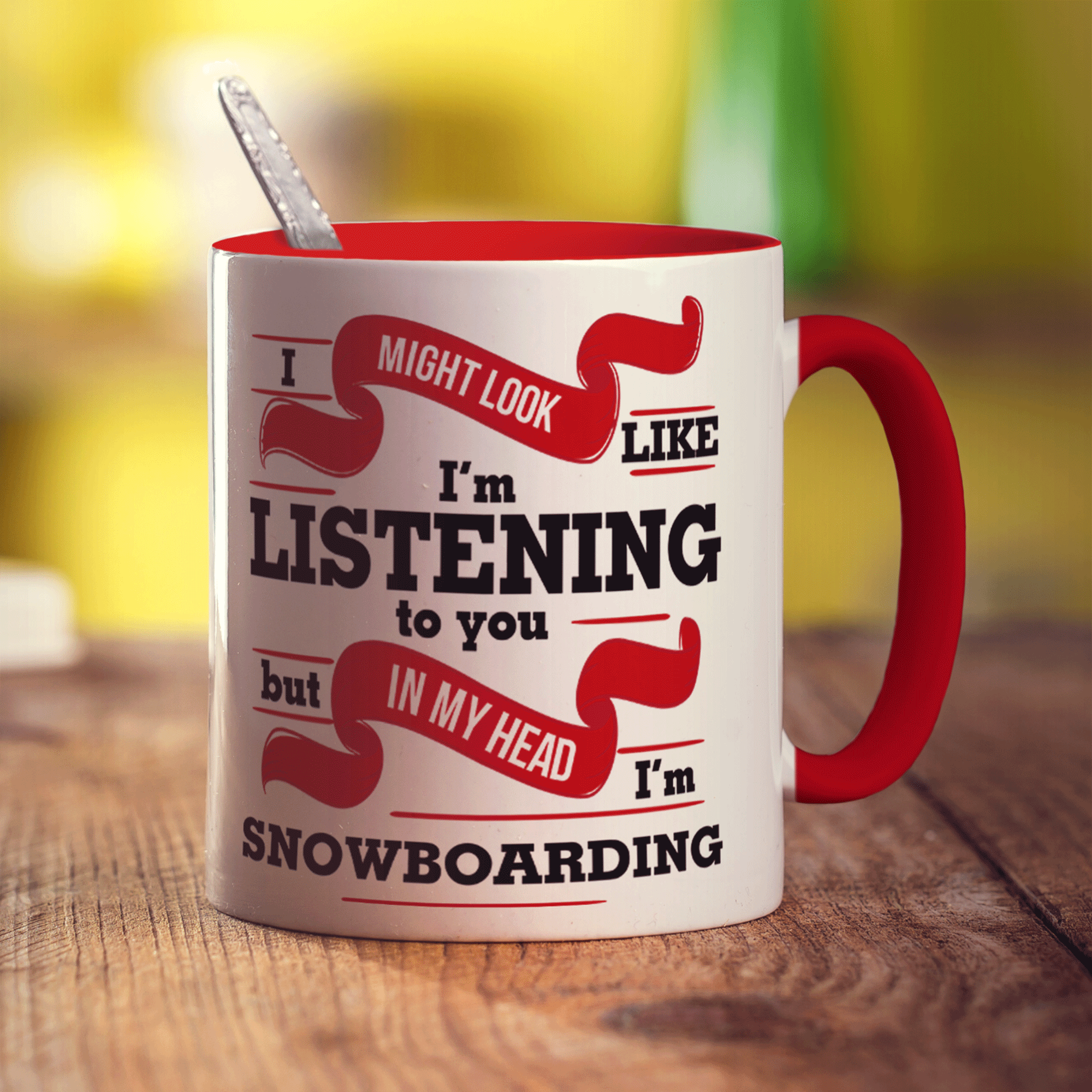 I Might Look Like I'm Listening to you But In My Head I'm Snowboarding Mug - Standard 330ml (11oz) / Red