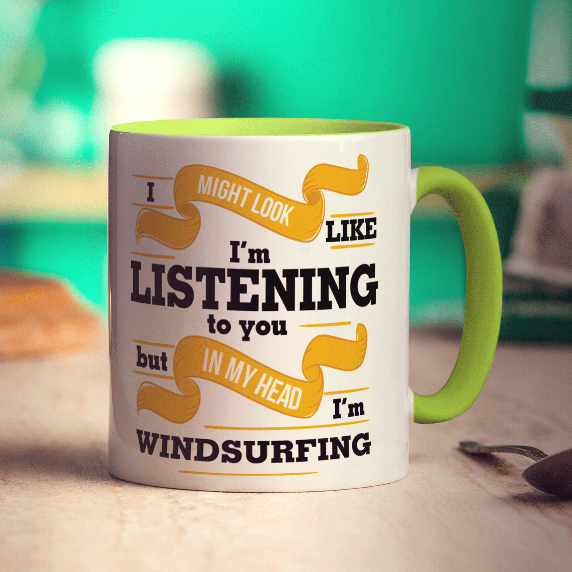 I Might Look Like I'm Listening to you But In My Head I'm Windsurfing Mug - Standard 330ml (11oz) / Green