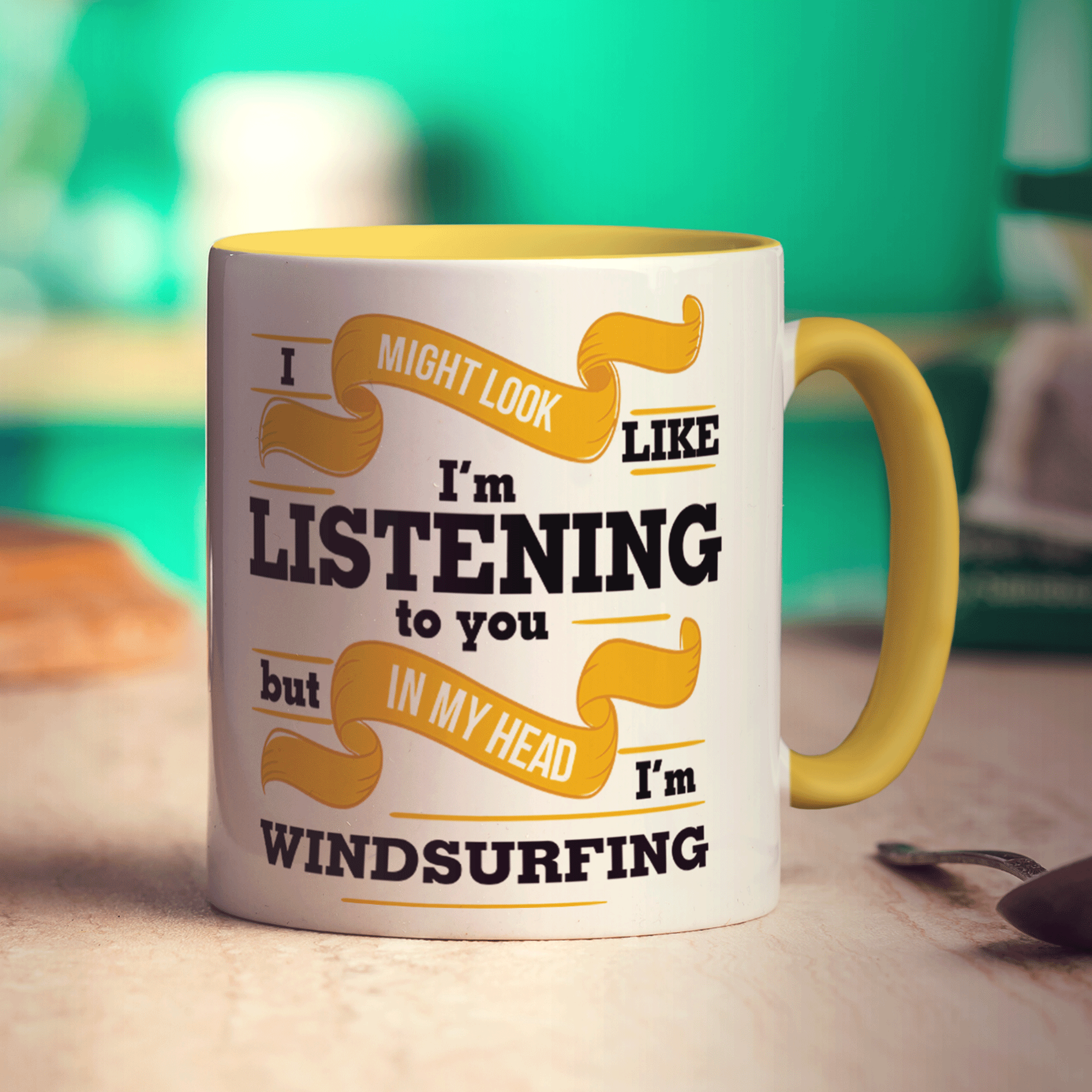 I Might Look Like I'm Listening to you But In My Head I'm Windsurfing Mug - Standard 330ml (11oz) / Yellow