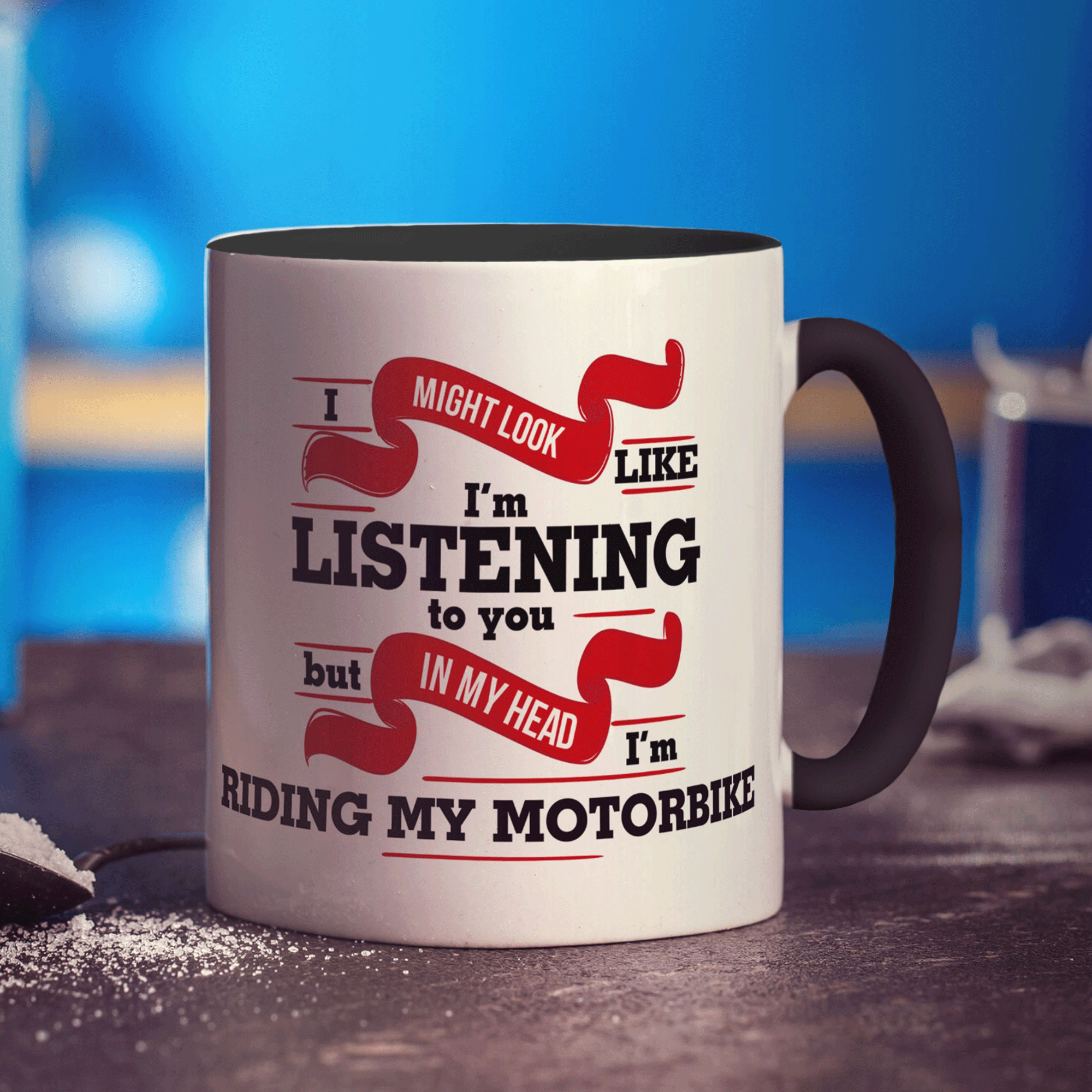 I Might Look Like I'm Listening But In My Head I'm Riding My Motorbike Mug - Standard 330ml (11oz) / Black