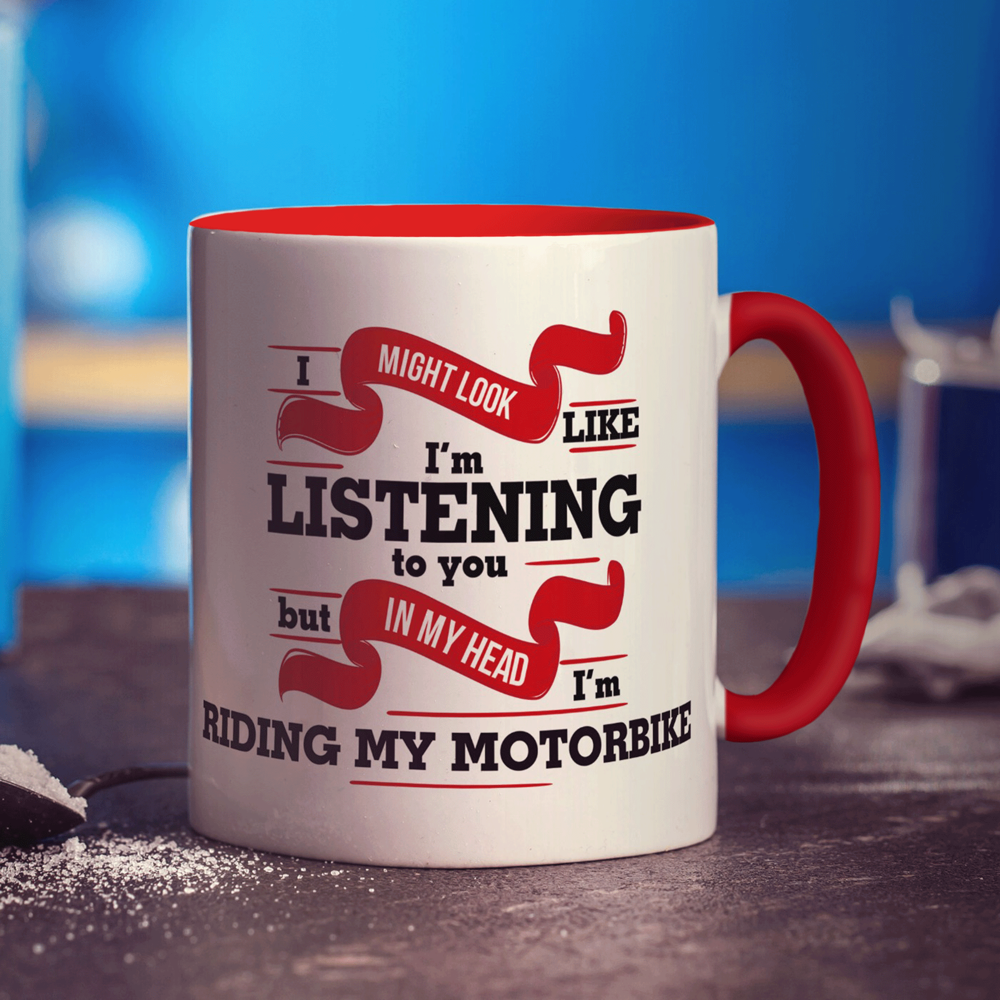 I Might Look Like I'm Listening But In My Head I'm Riding My Motorbike Mug - Standard 330ml (11oz) / Red