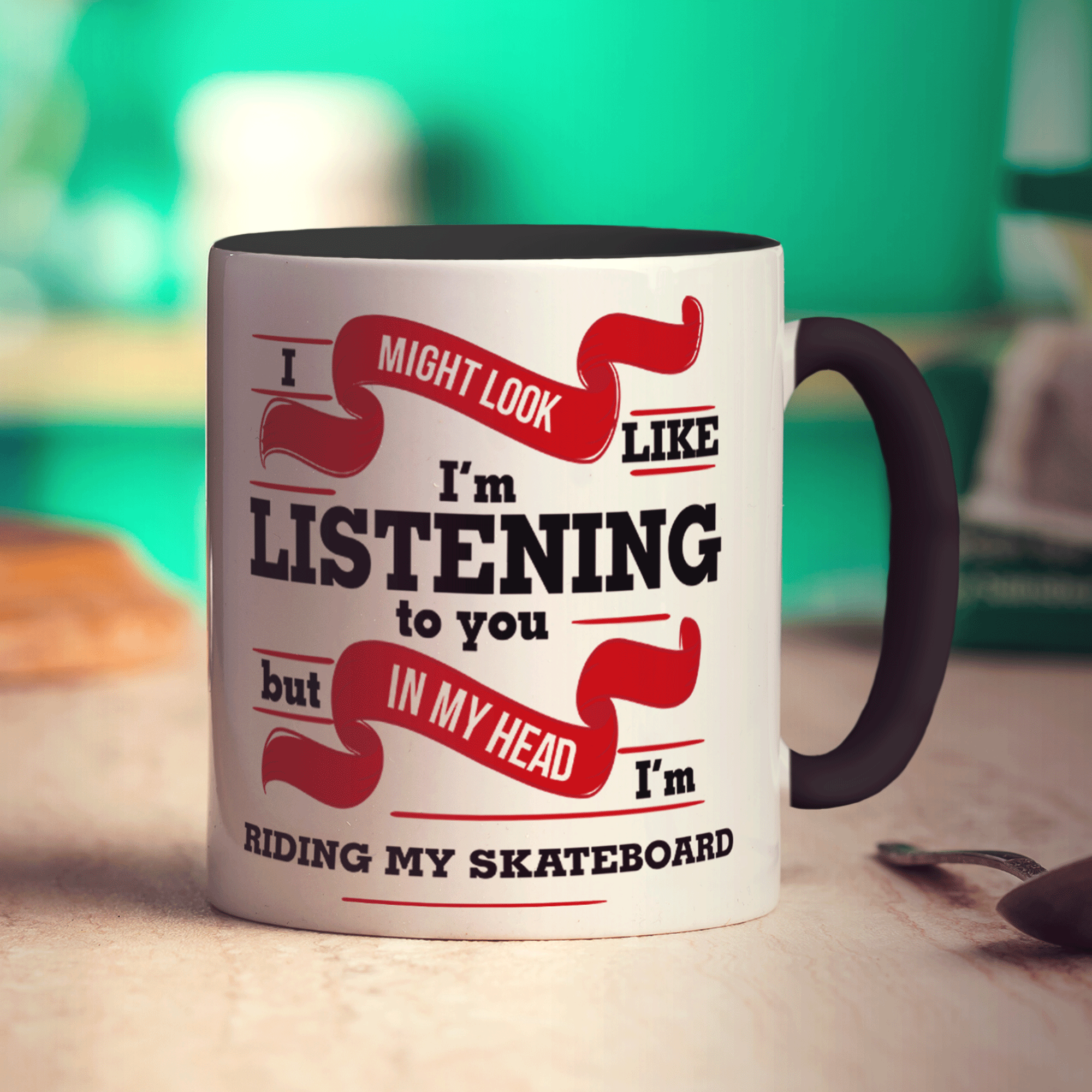 I Might Look Like I'm Listening But In My Head I'm Riding My Skateboard Mug - Standard 330ml (11oz) / Black