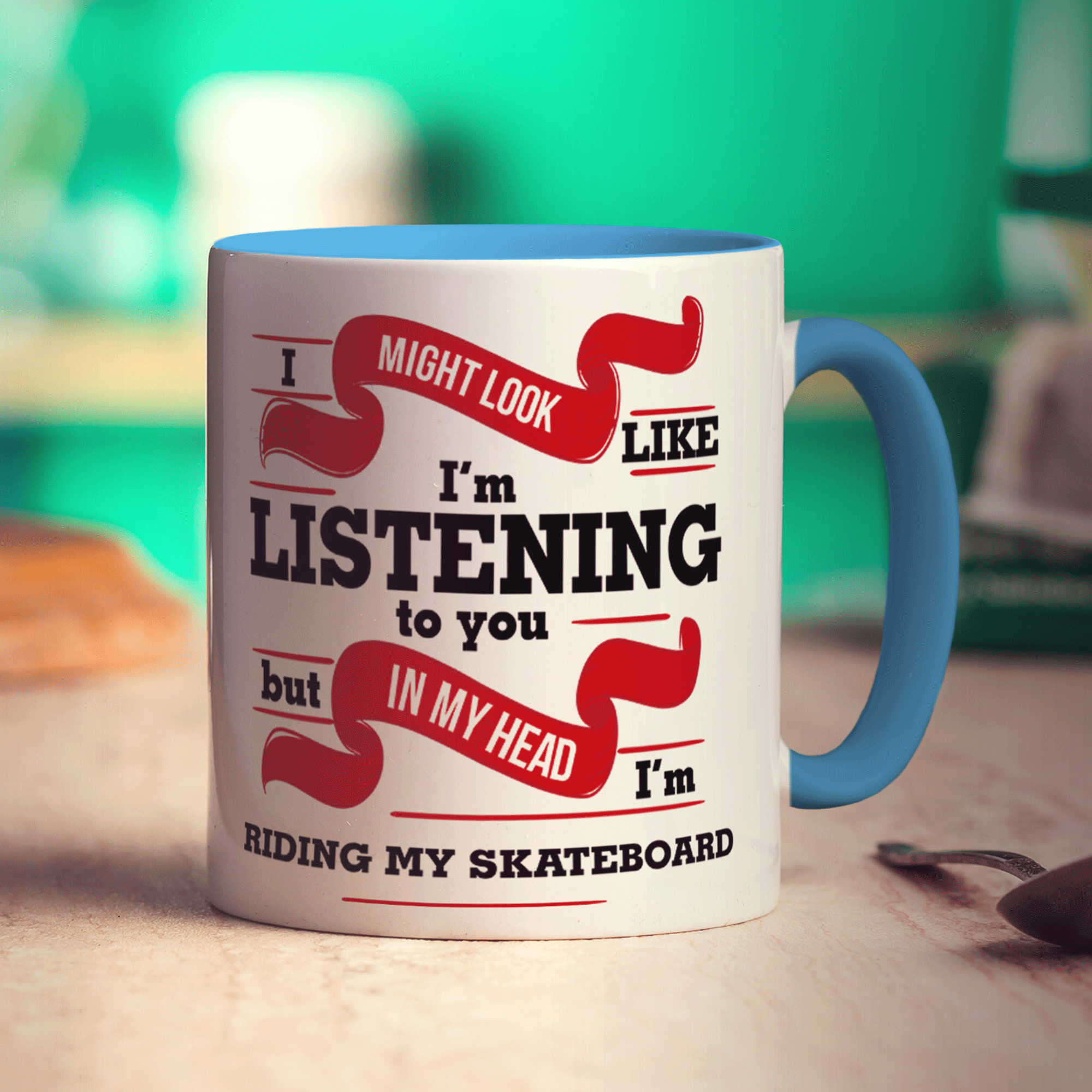I Might Look Like I'm Listening But In My Head I'm Riding My Skateboard Mug - Standard 330ml (11oz) / Blue