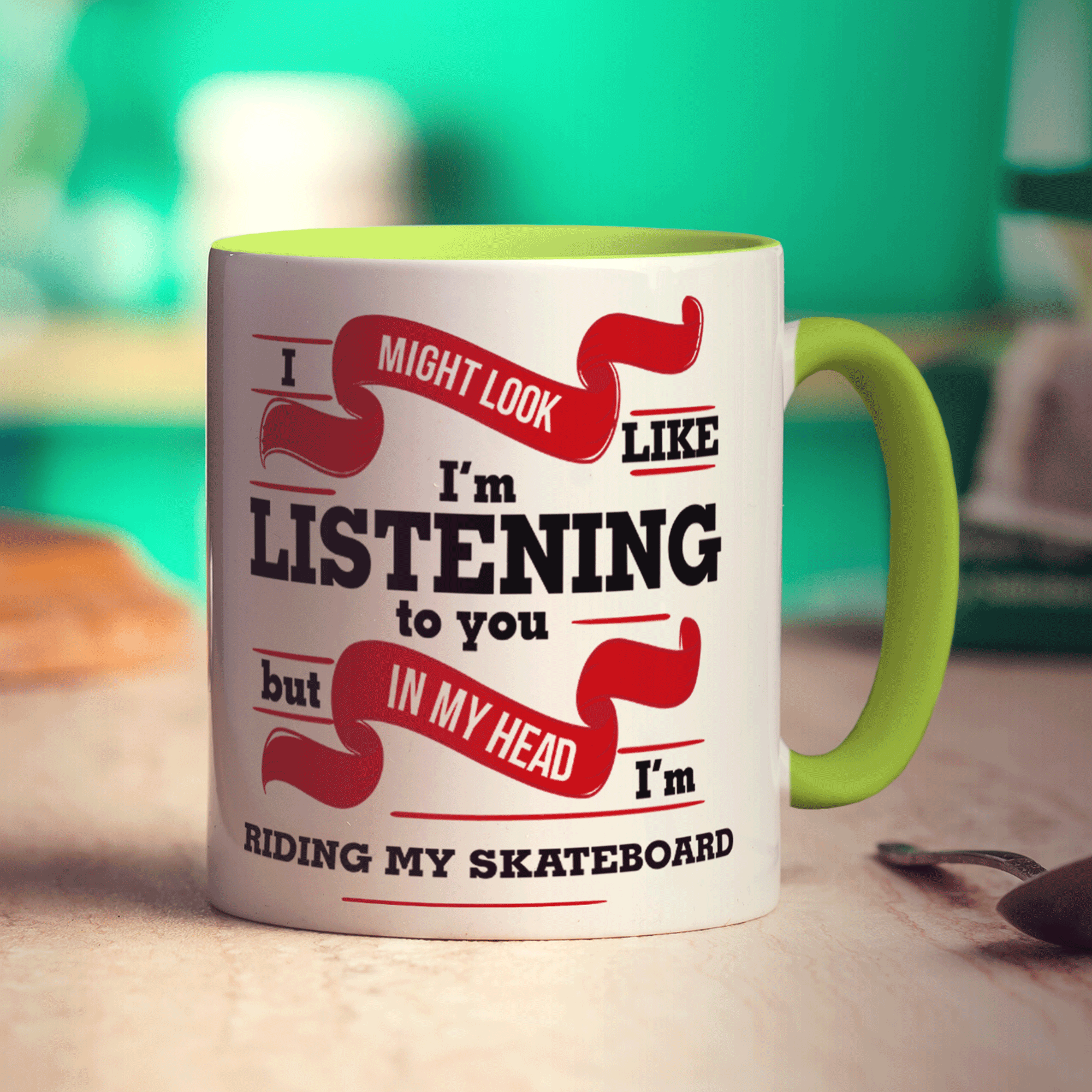 I Might Look Like I'm Listening But In My Head I'm Riding My Skateboard Mug - Standard 330ml (11oz) / Green