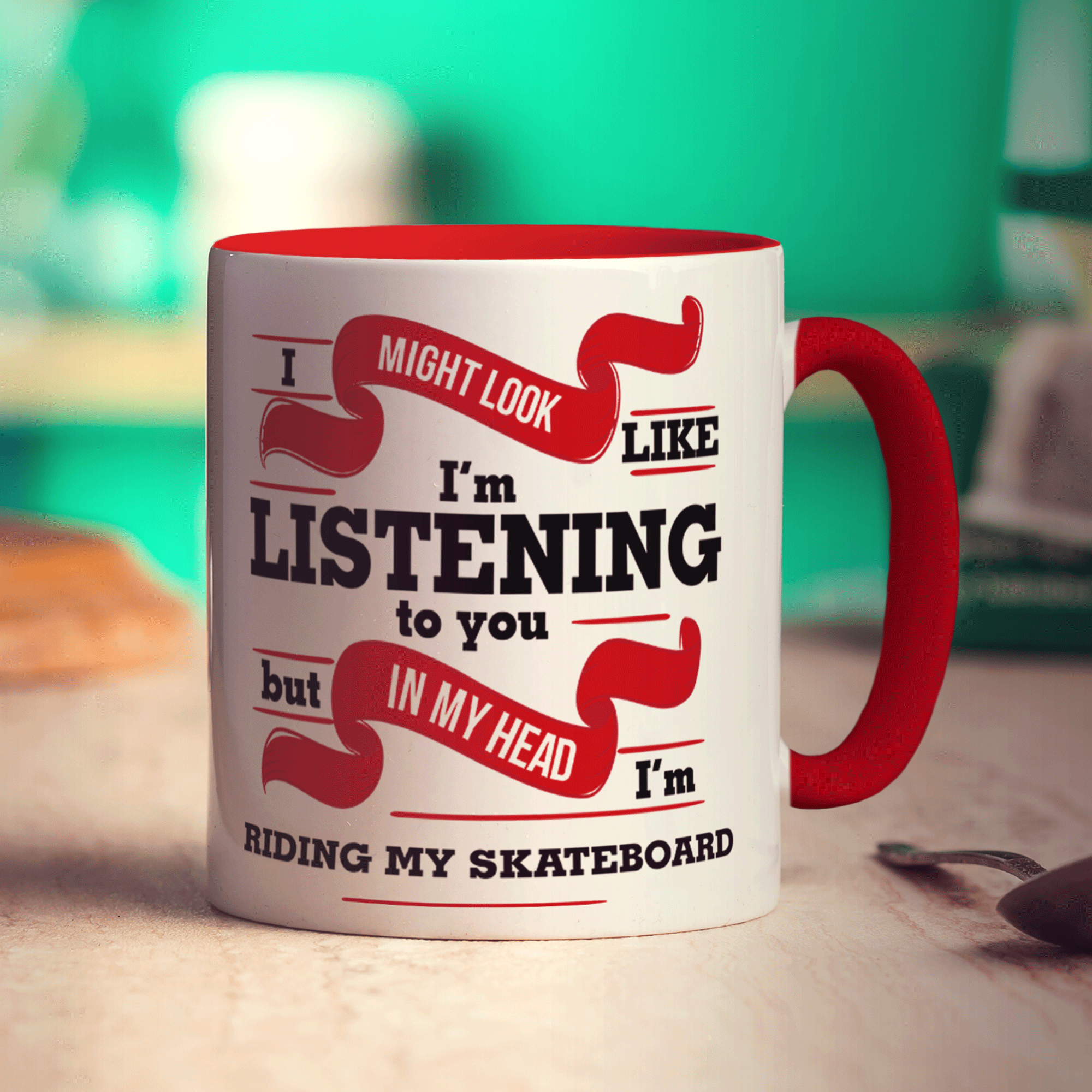 I Might Look Like I'm Listening But In My Head I'm Riding My Skateboard Mug - Standard 330ml (11oz) / Red