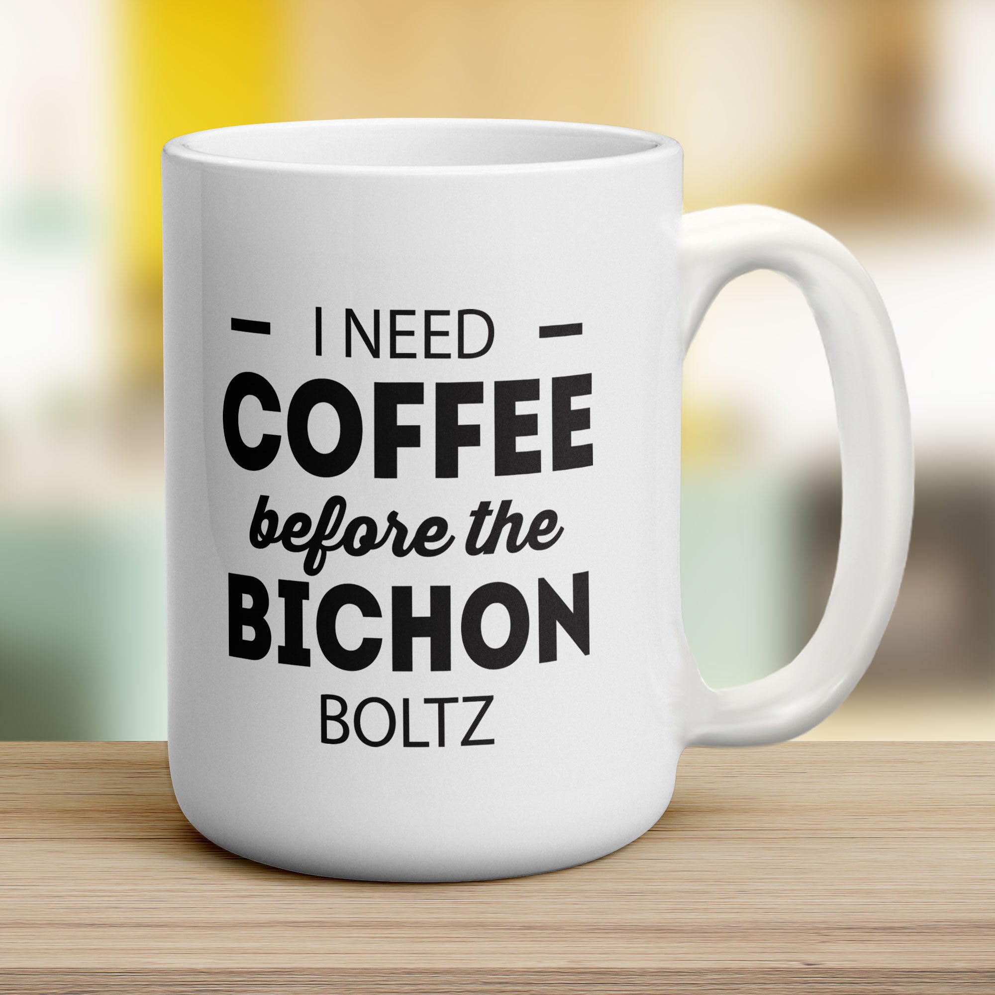 I Need Coffee Before the Bichon Boltz Mug - Jumbo 440ml (15oz) / White
