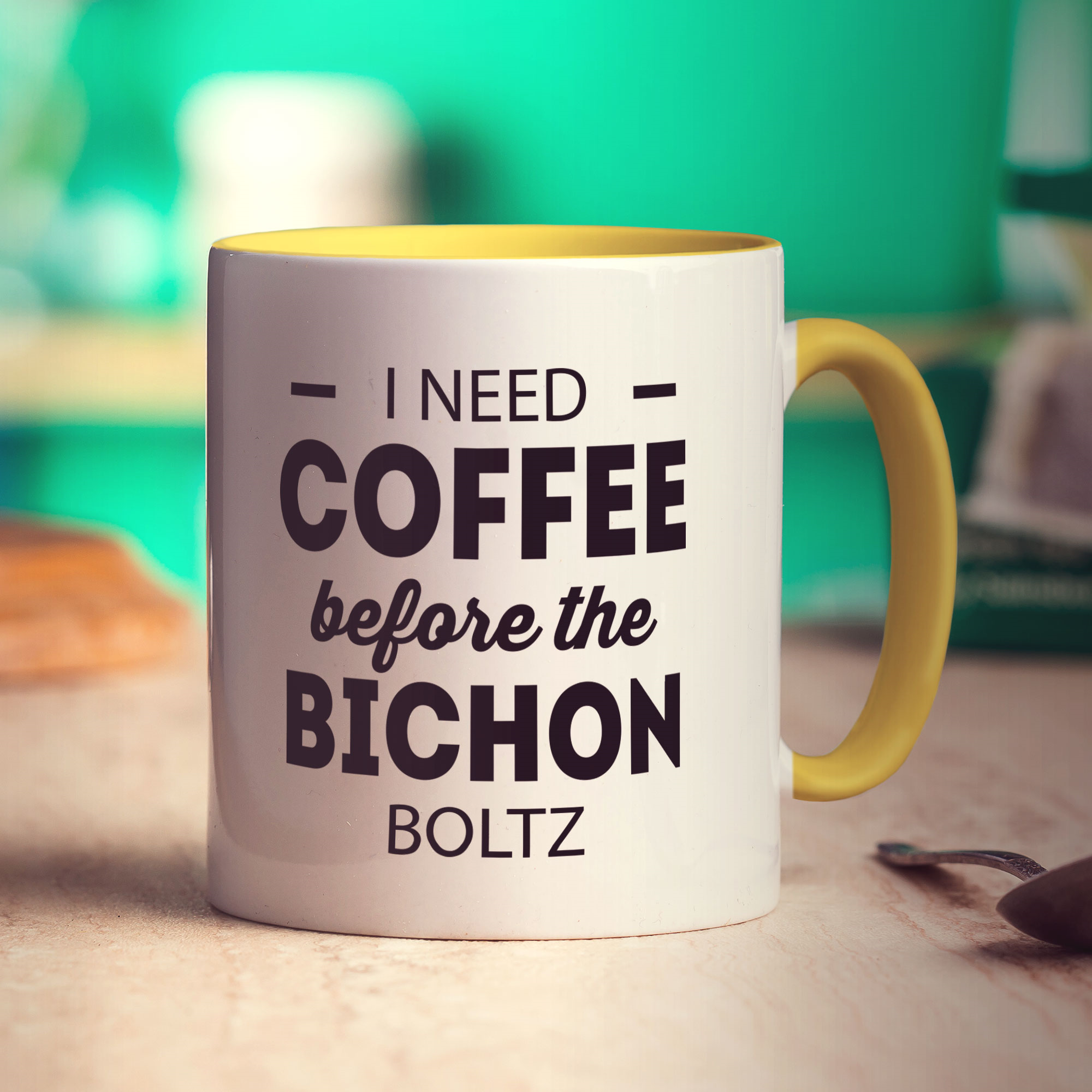 I Need Coffee Before the Bichon Boltz Mug - Standard 330ml (11oz) / Yellow