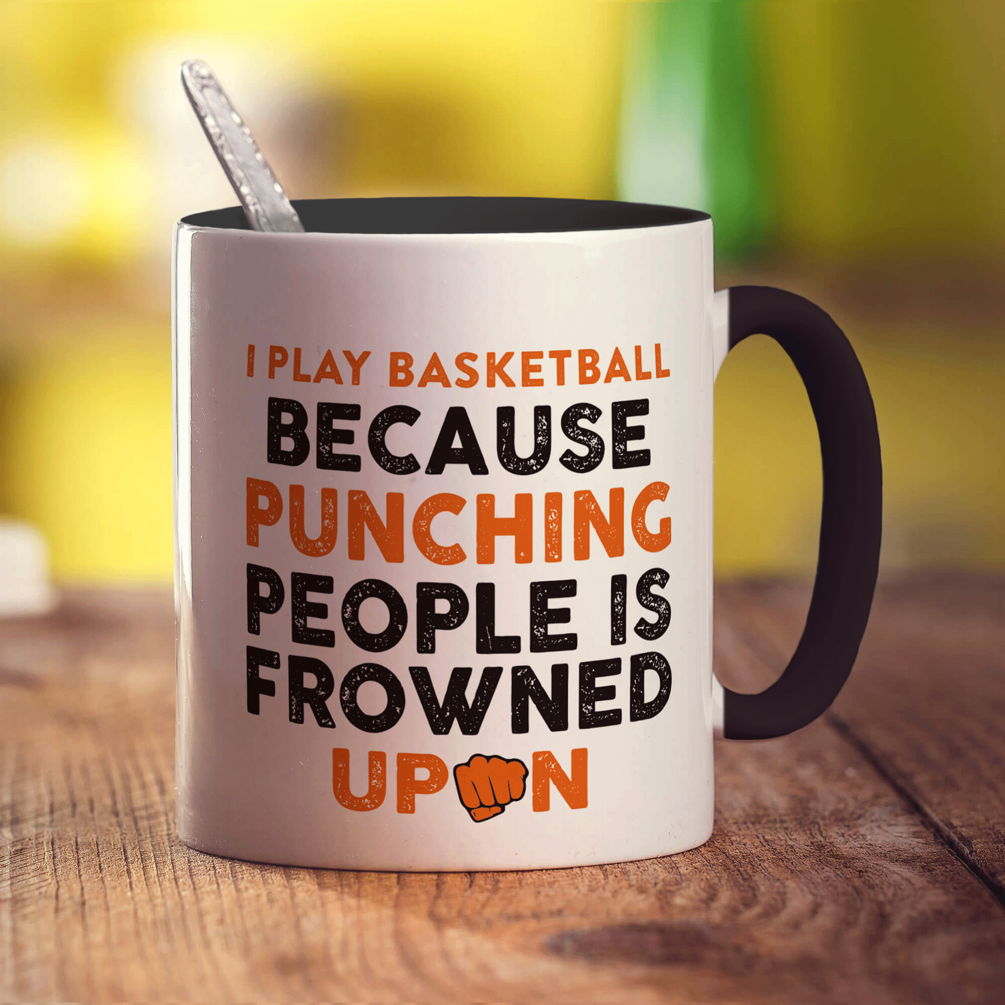 I Play Basketball Because Punching People is Frowned Upon Mug - Standard 330ml (11oz) / Black