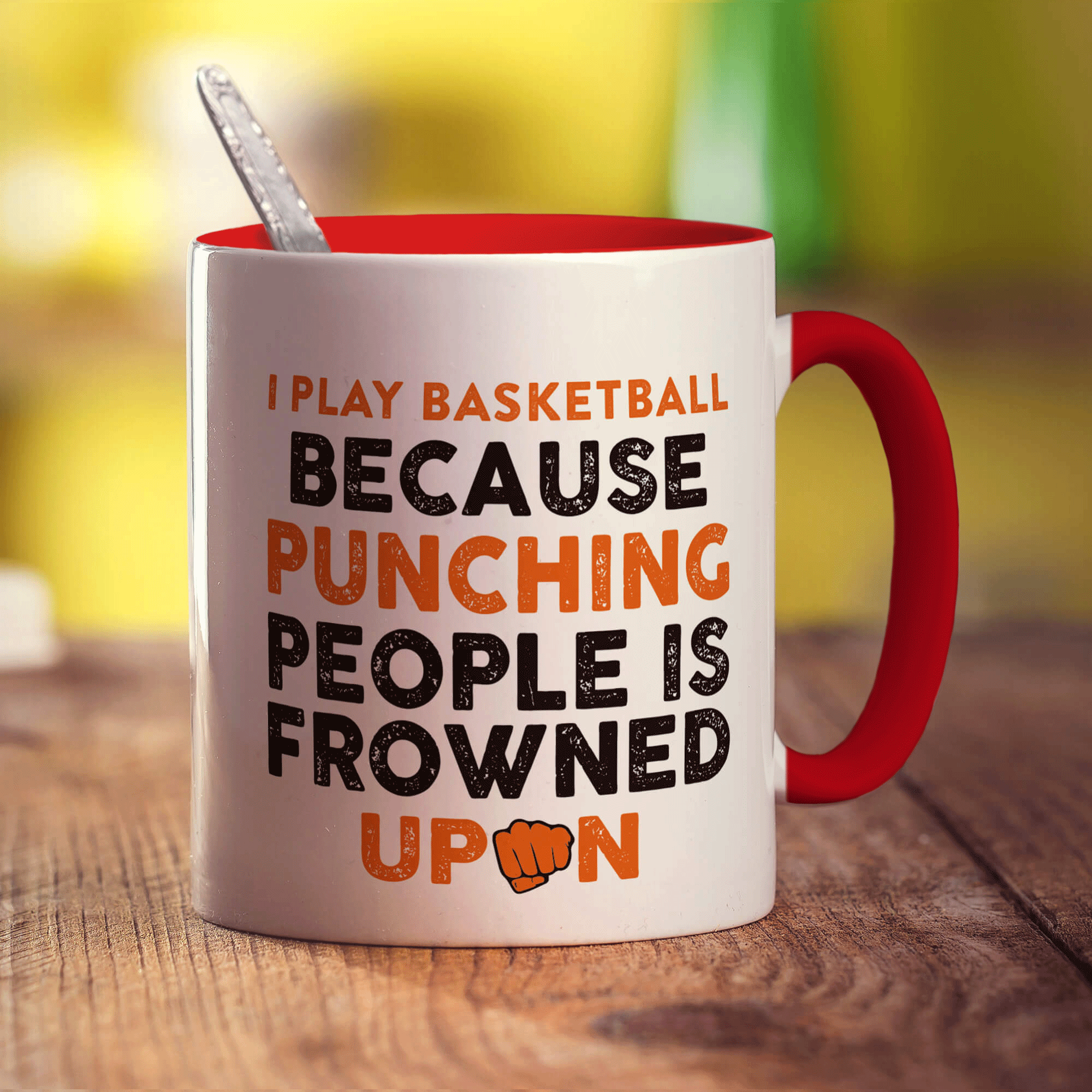 I Play Basketball Because Punching People is Frowned Upon Mug - Standard 330ml (11oz) / Red