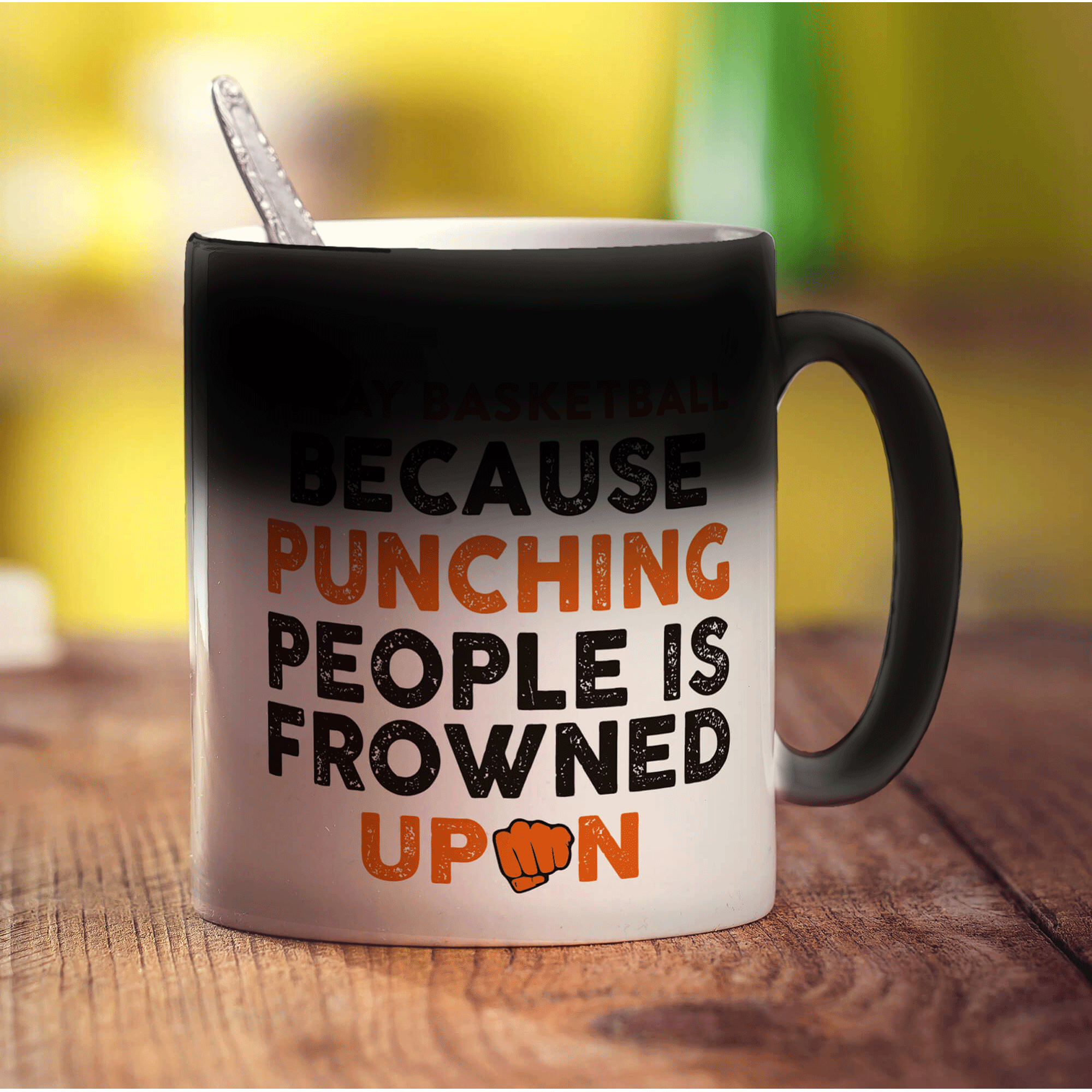 I Play Basketball Because Punching People is Frowned Upon Mug - Standard 330ml (11oz) / Magic Mug