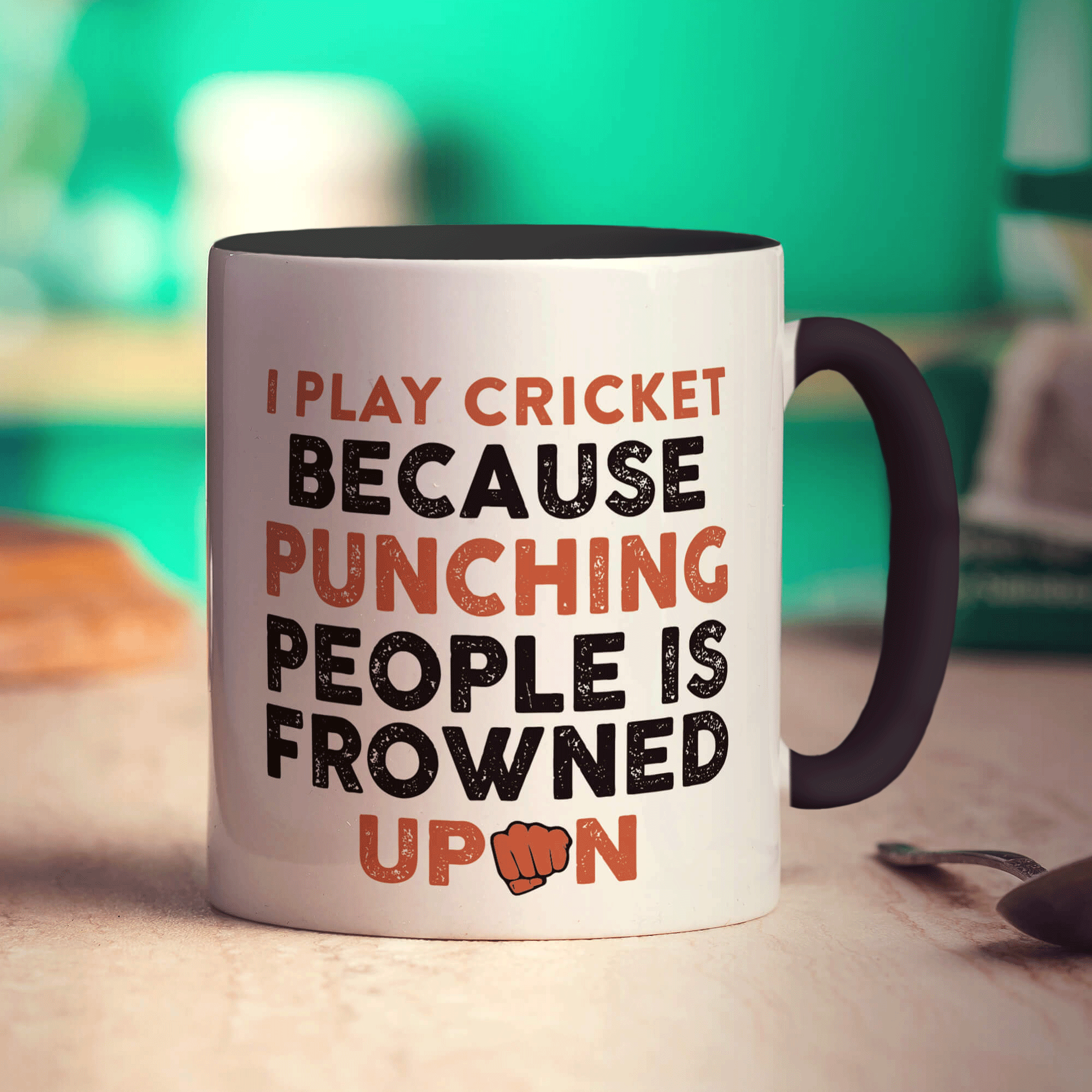 I Play Cricket Because Punching People is Frowned Upon Mug - Standard 330ml (11oz) / Black
