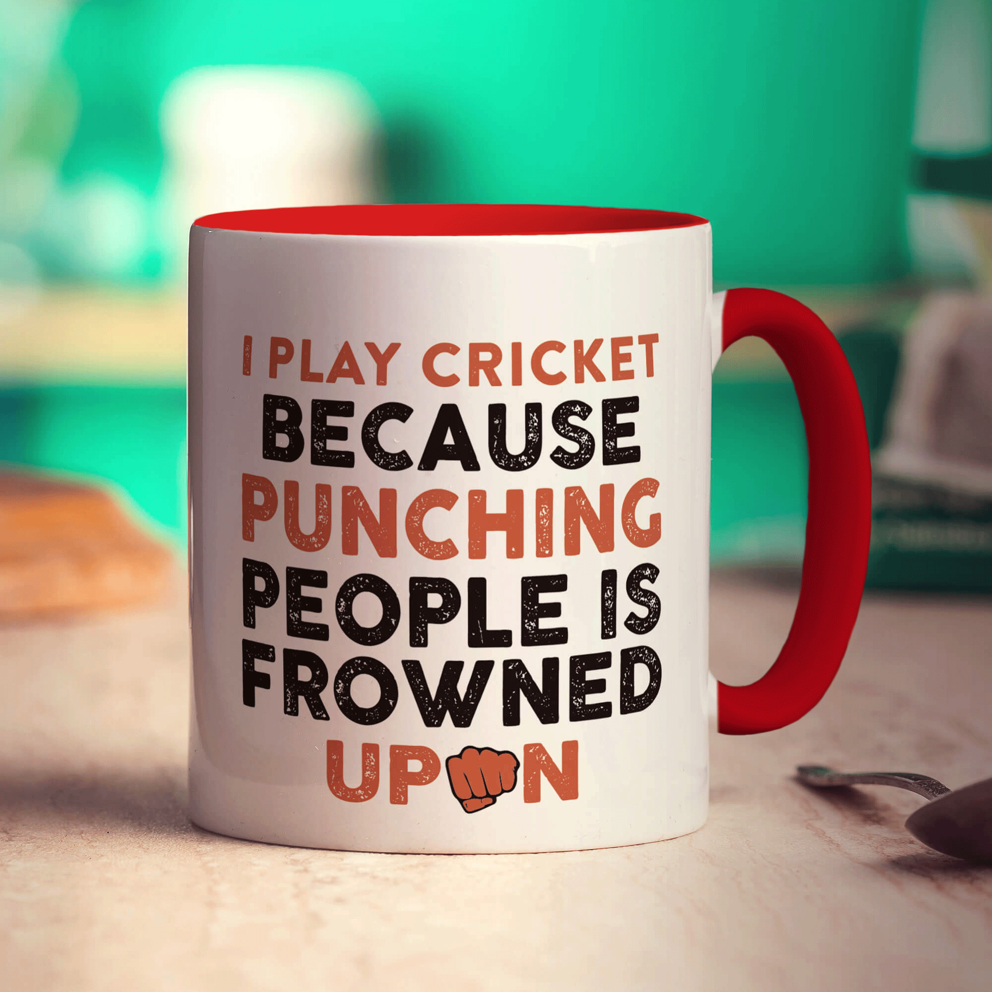 I Play Cricket Because Punching People is Frowned Upon Mug - Standard 330ml (11oz) / Red