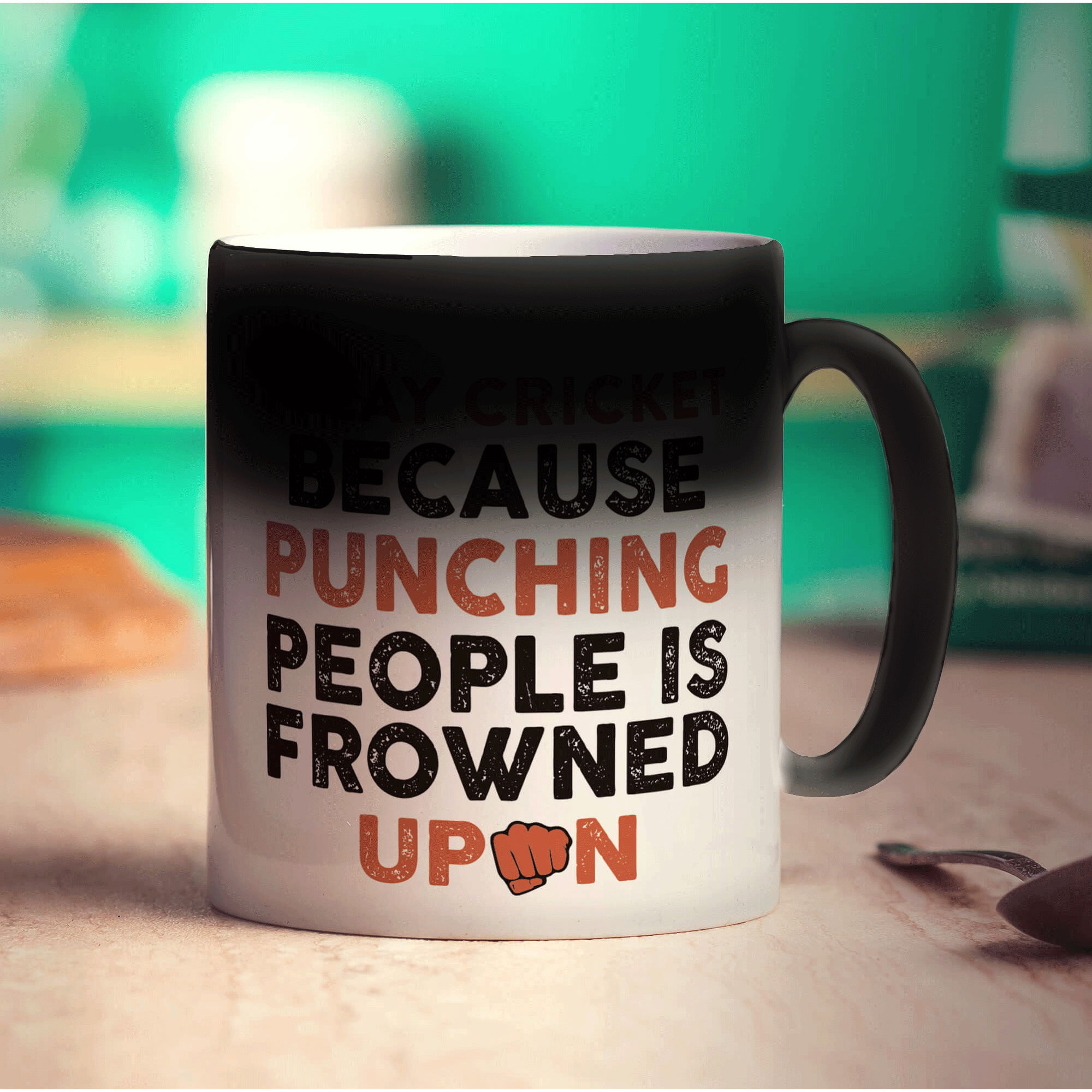 I Play Cricket Because Punching People is Frowned Upon Mug - Standard 330ml (11oz) / Magic Mug