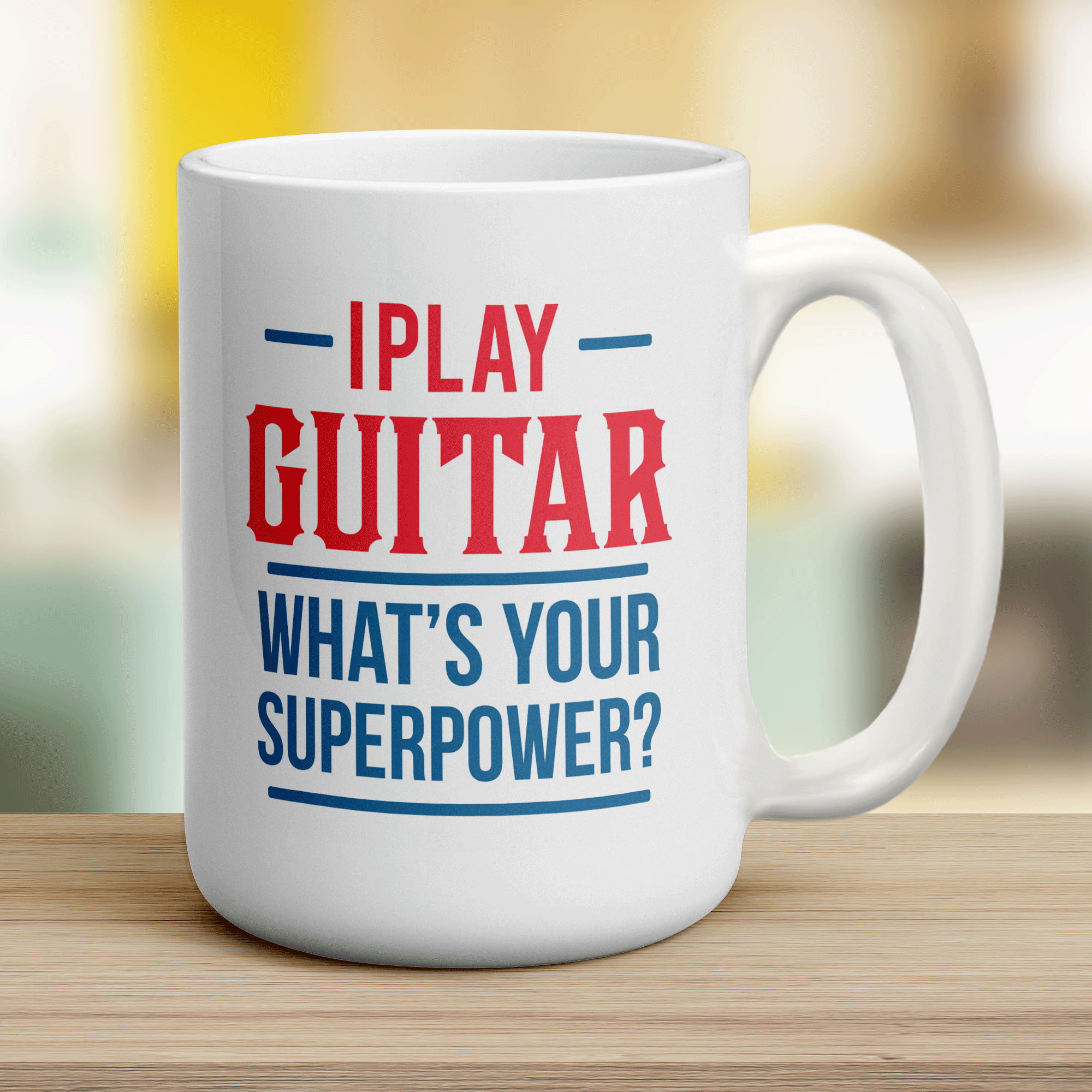 I Play Guitar What's Your Superpower Mug - Jumbo 440ml (15oz) / White