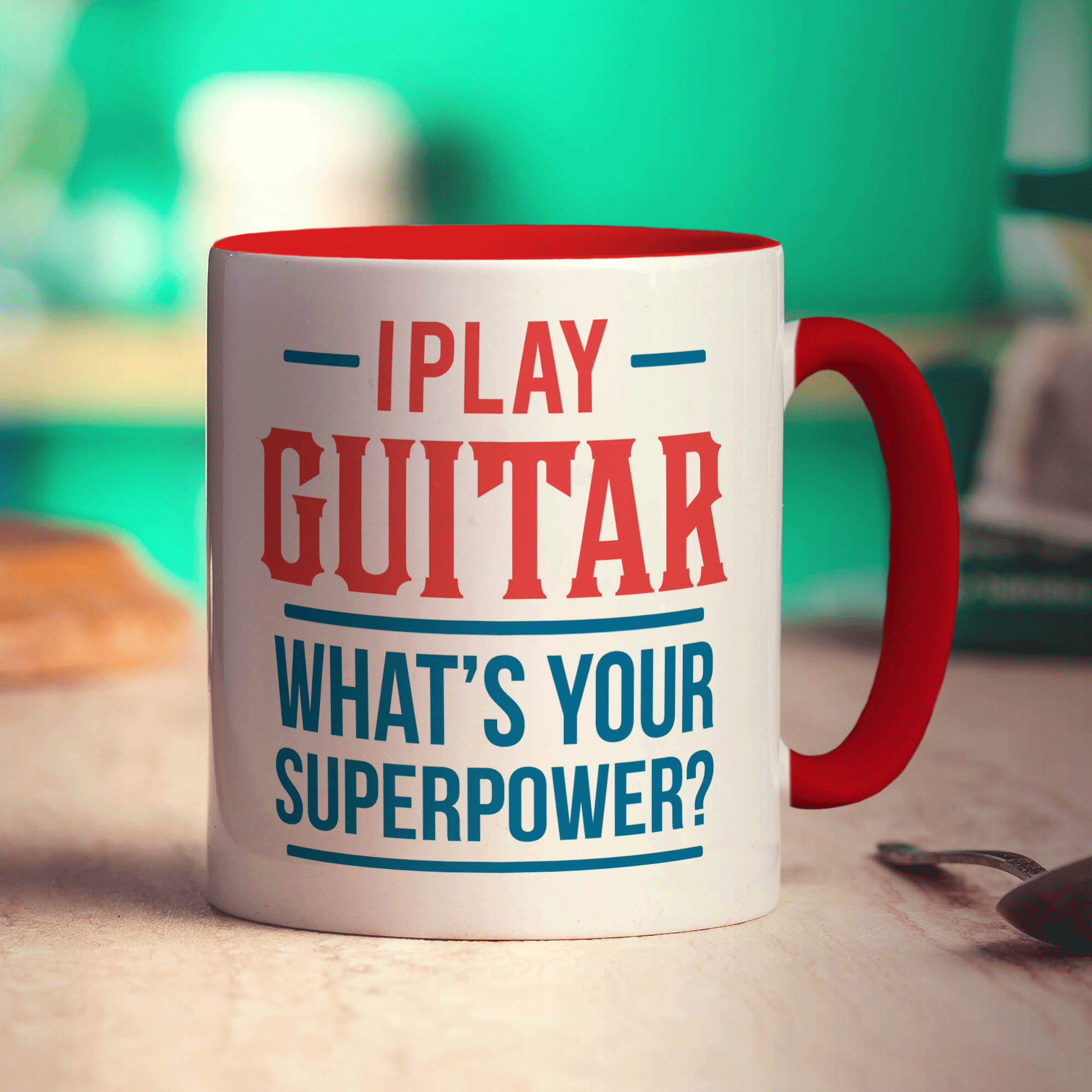 I Play Guitar What's Your Superpower Mug - Standard 330ml (11oz) / Red