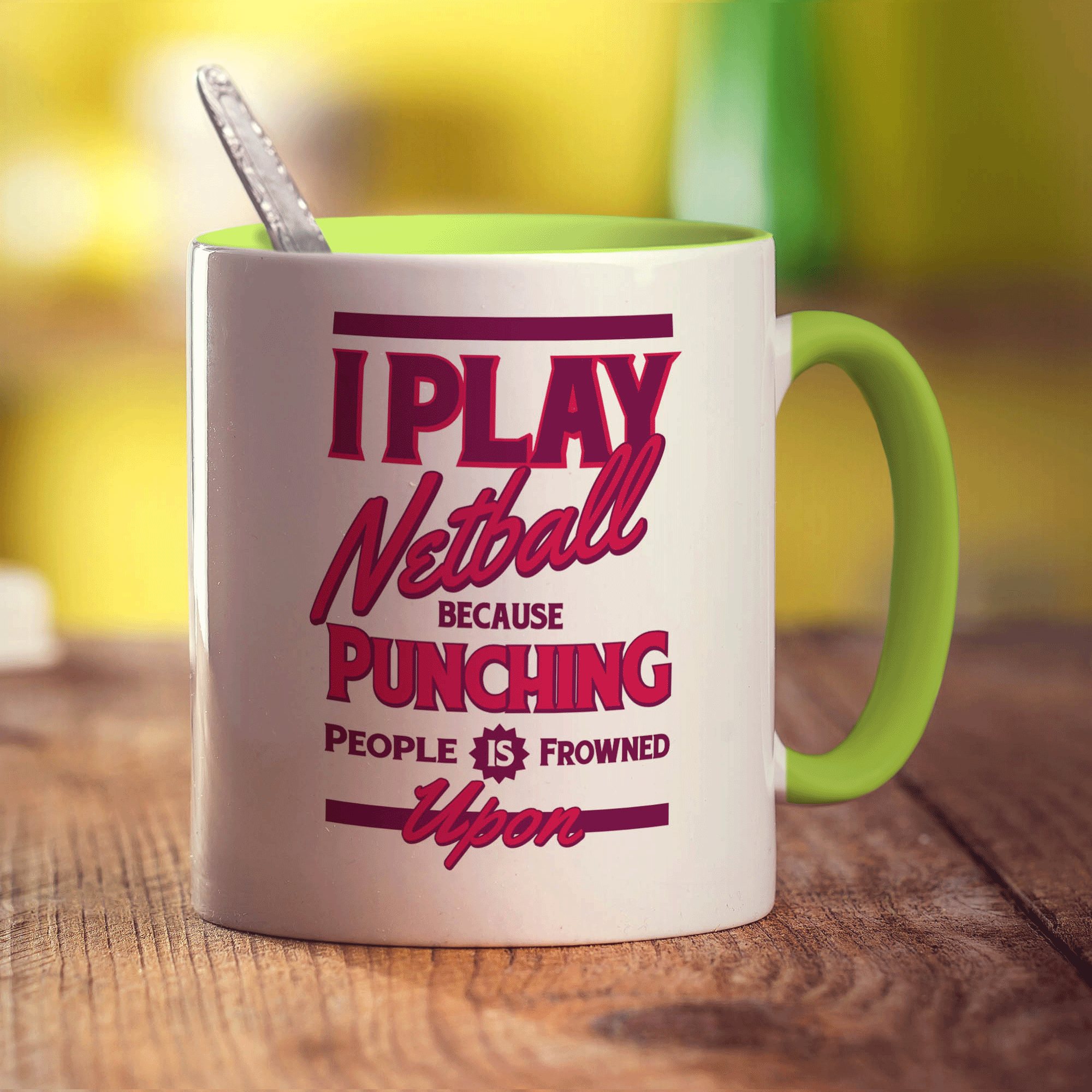 I Play Netball Because Punching People is Frowned Upon Mug - Standard 330ml (11oz) / Green