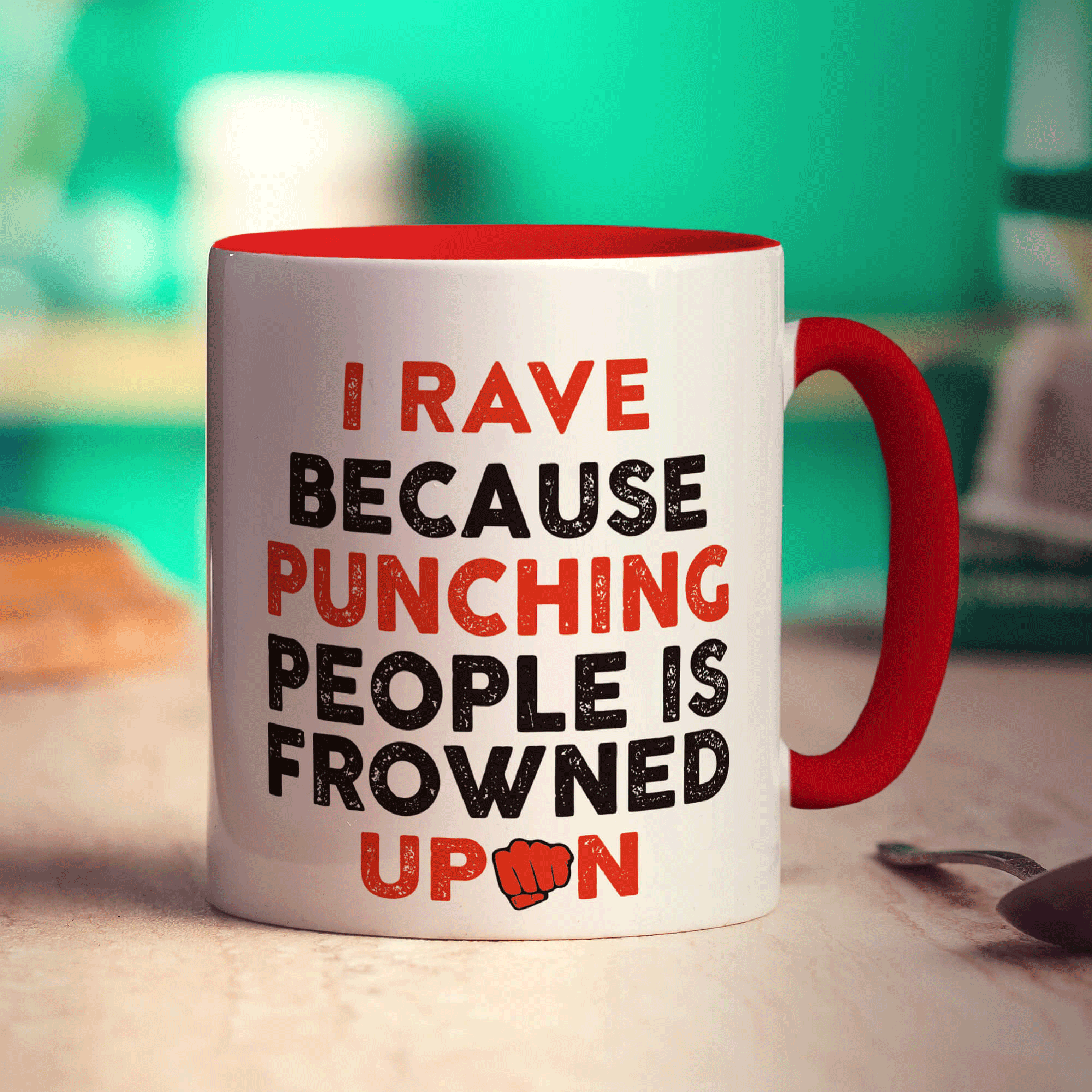 I Rave Because Punching People is Frowned Upon Mug - Standard 330ml (11oz) / Red