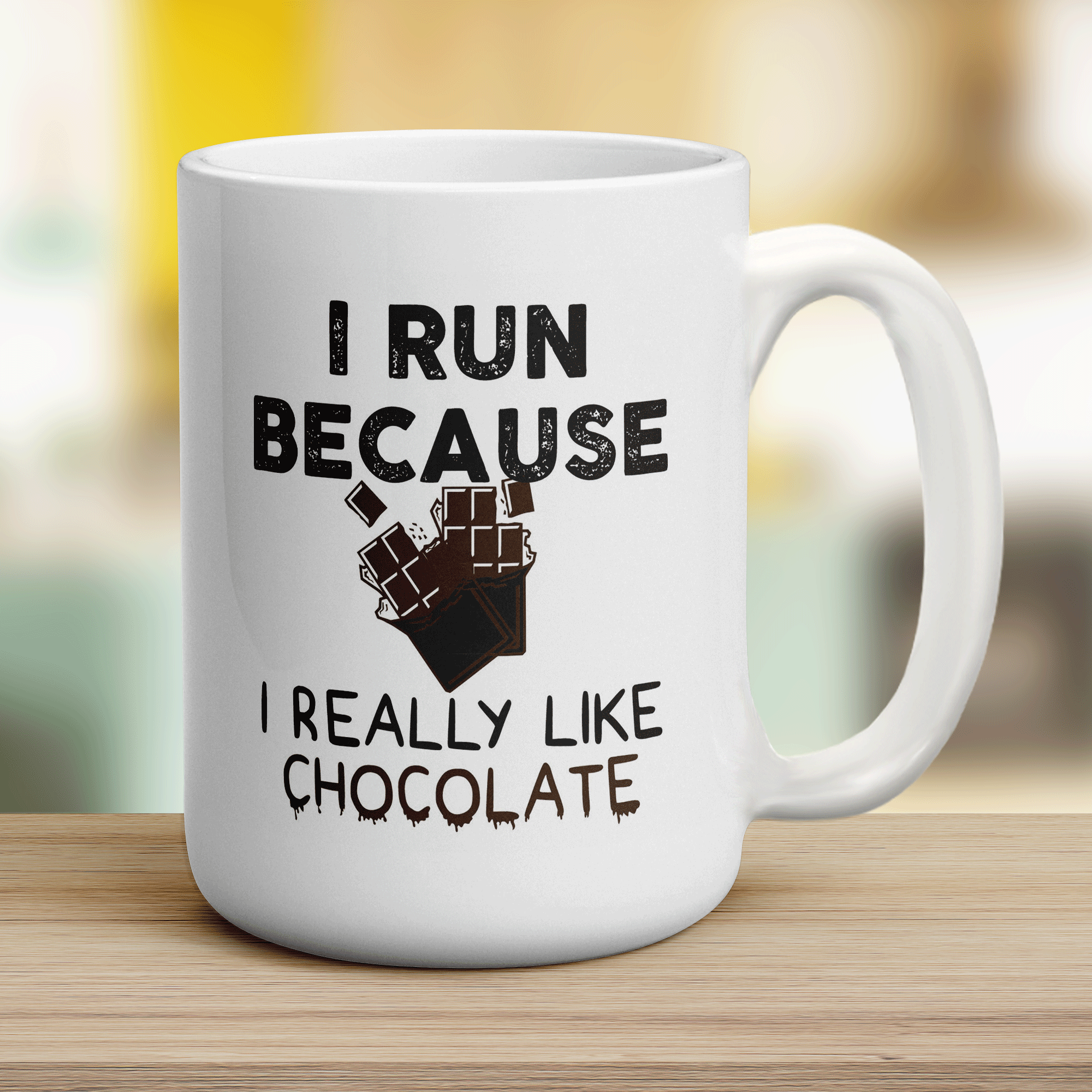 I Run Because I Really Like Chocolate Mug - Jumbo 440ml (15oz) / White