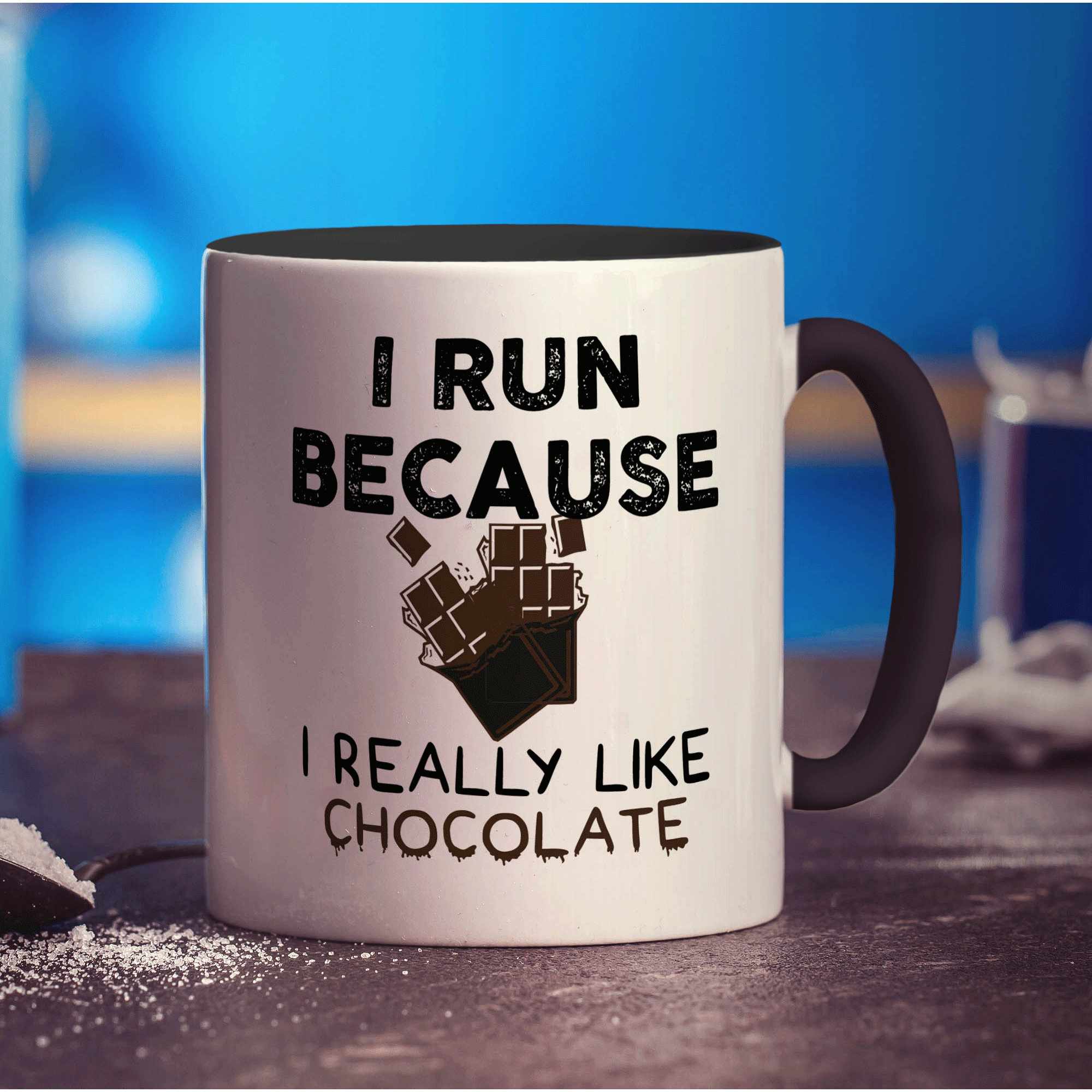 I Run Because I Really Like Chocolate Mug - Standard 330ml (11oz) / Black