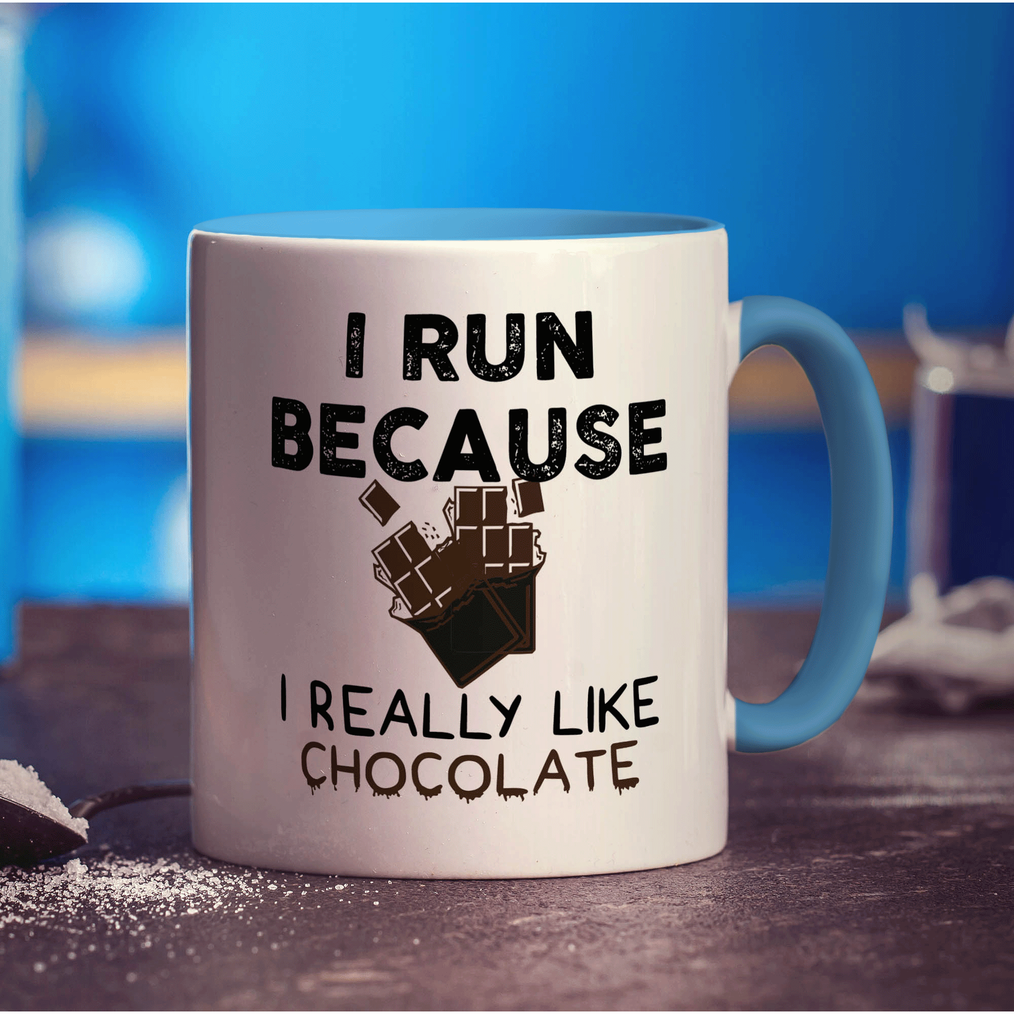 I Run Because I Really Like Chocolate Mug - Standard 330ml (11oz) / Blue