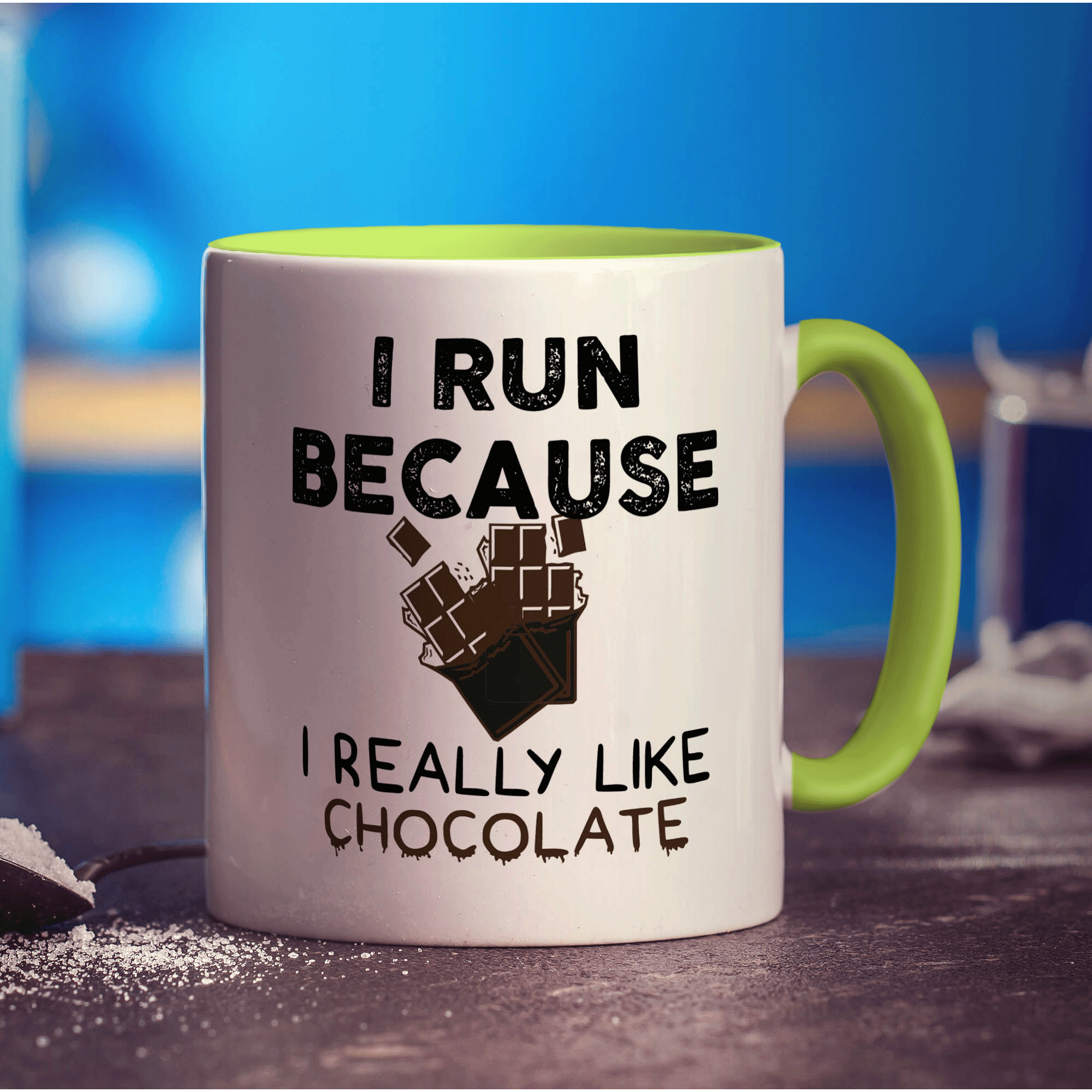 I Run Because I Really Like Chocolate Mug - Standard 330ml (11oz) / Green