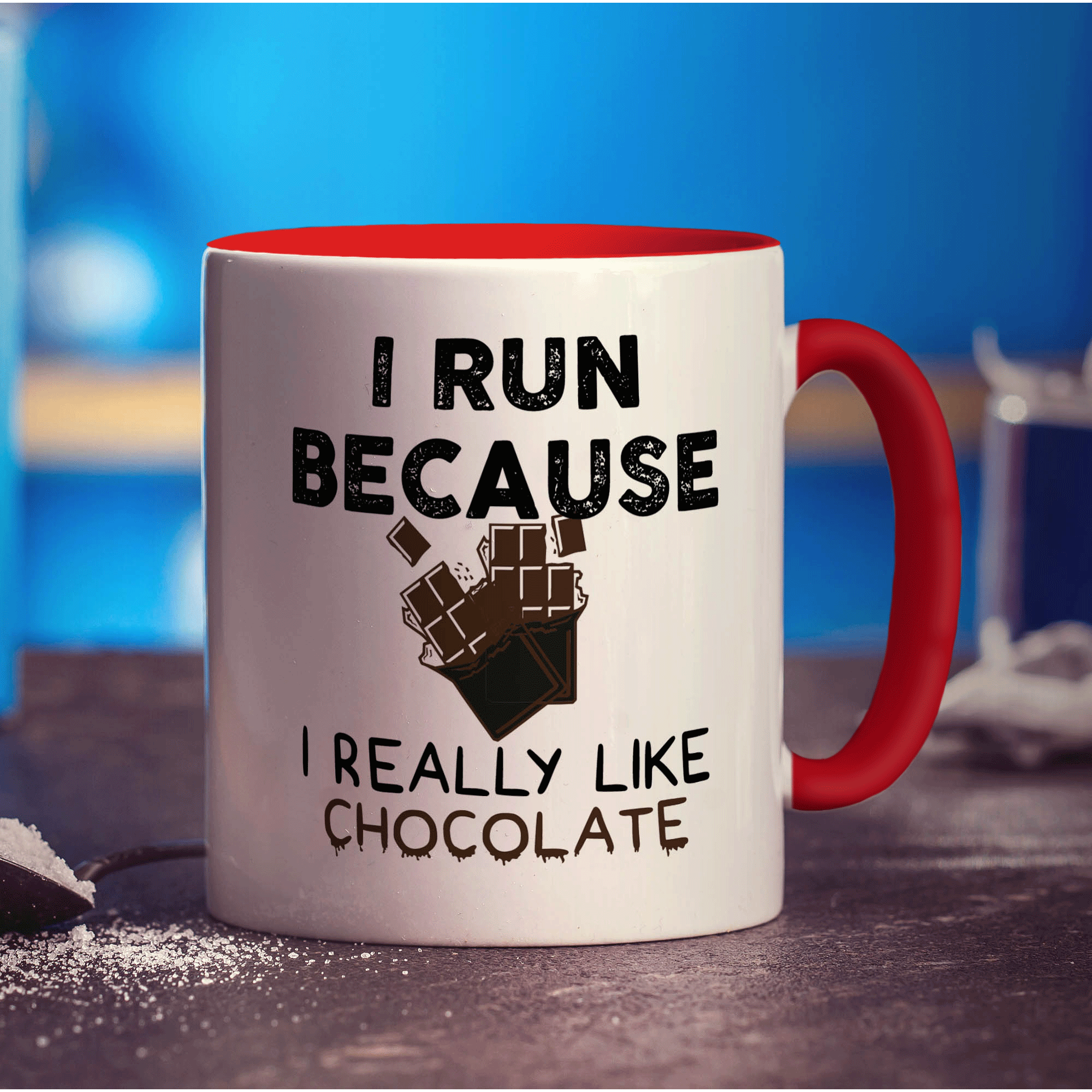 I Run Because I Really Like Chocolate Mug - Standard 330ml (11oz) / Red