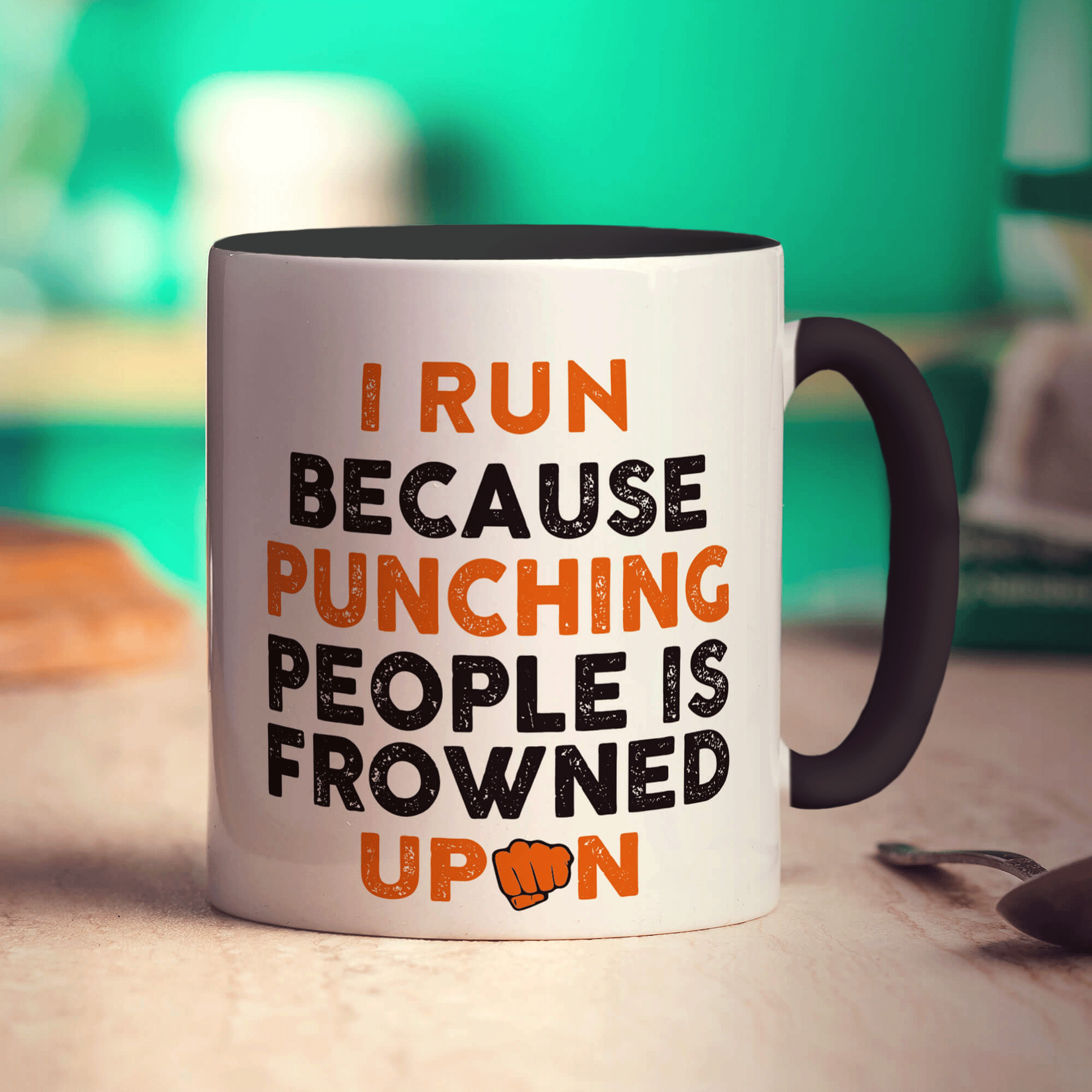 I Run Because Punching People is Frowned Upon Mug - Standard 330ml (11oz) / Black