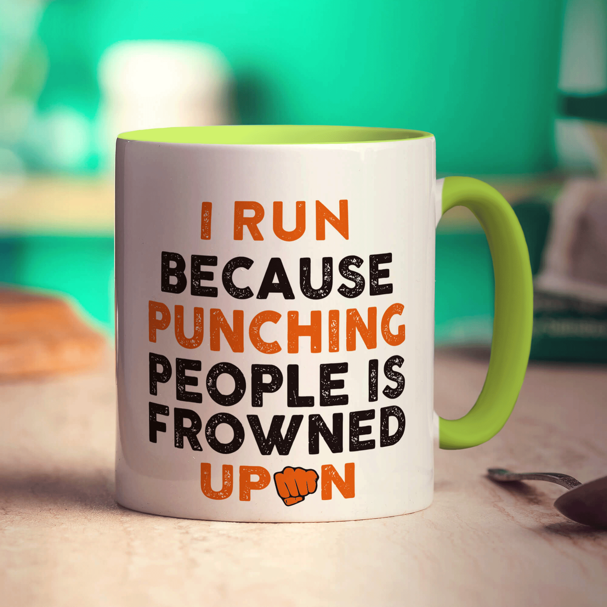 I Run Because Punching People is Frowned Upon Mug - Standard 330ml (11oz) / Green